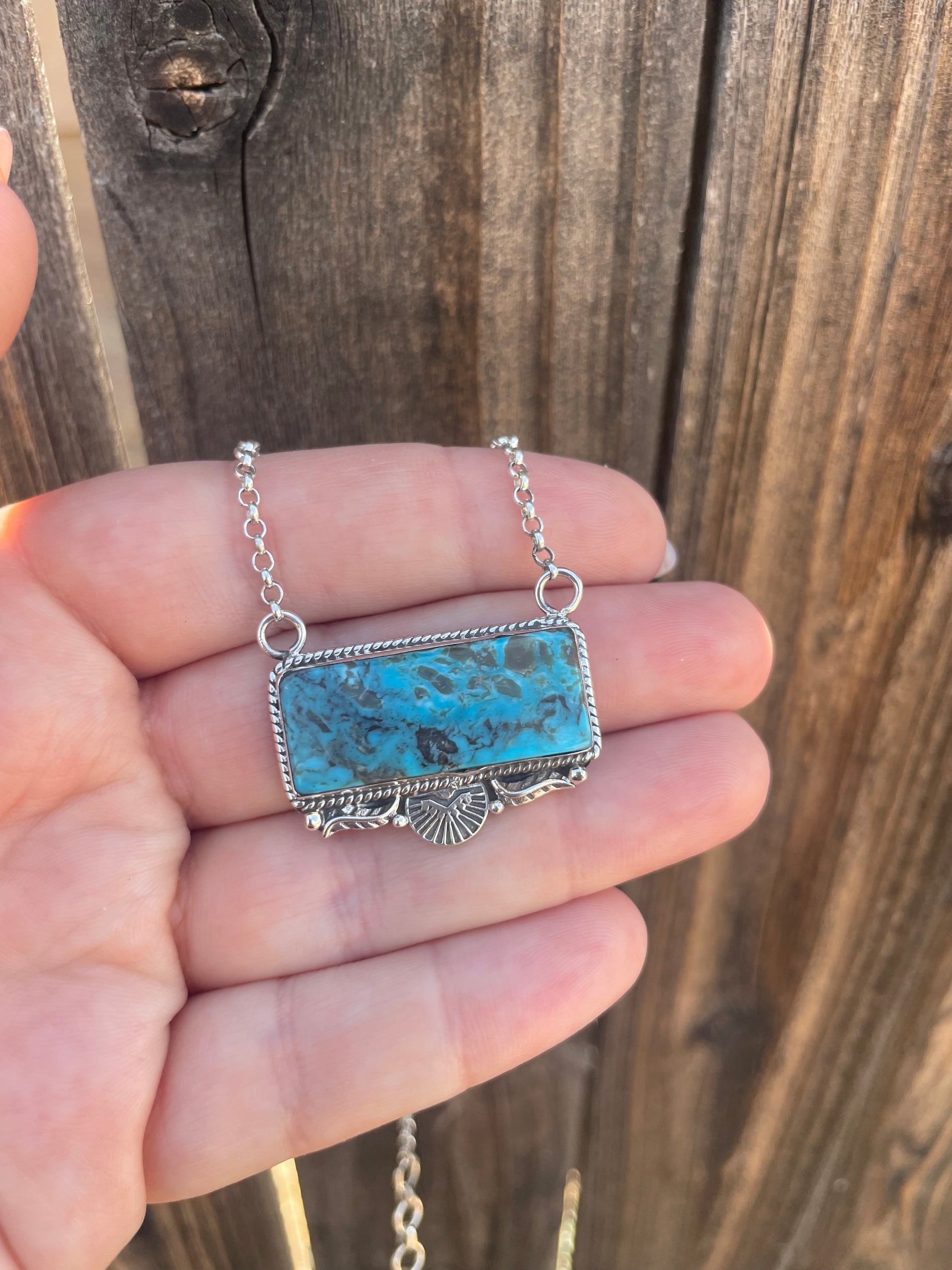 Handmade Sterling Silver Turquoise Bar Necklaces