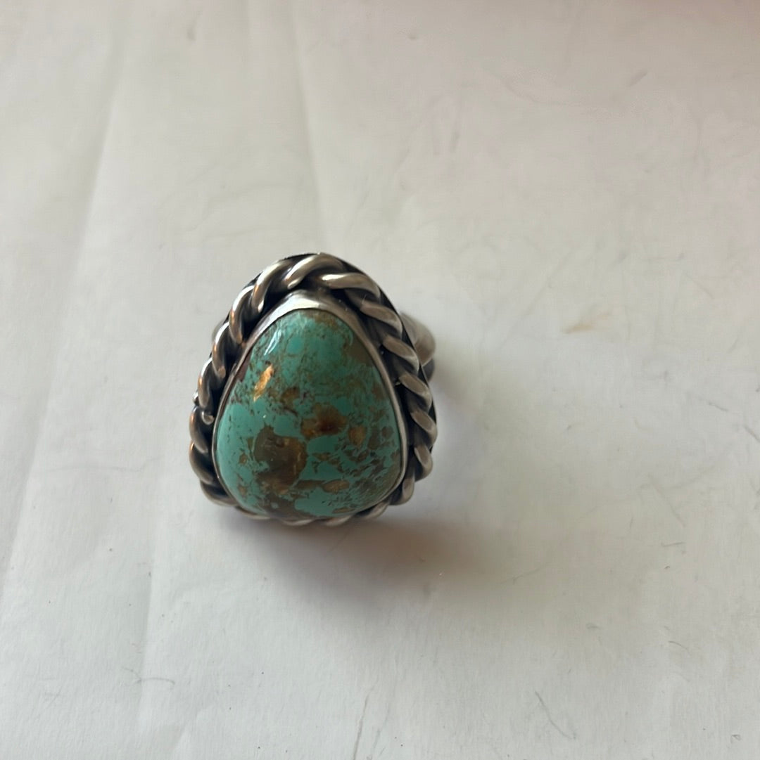 Navajo Turquoise Sterling Silver Ring Size 5.5 Signed