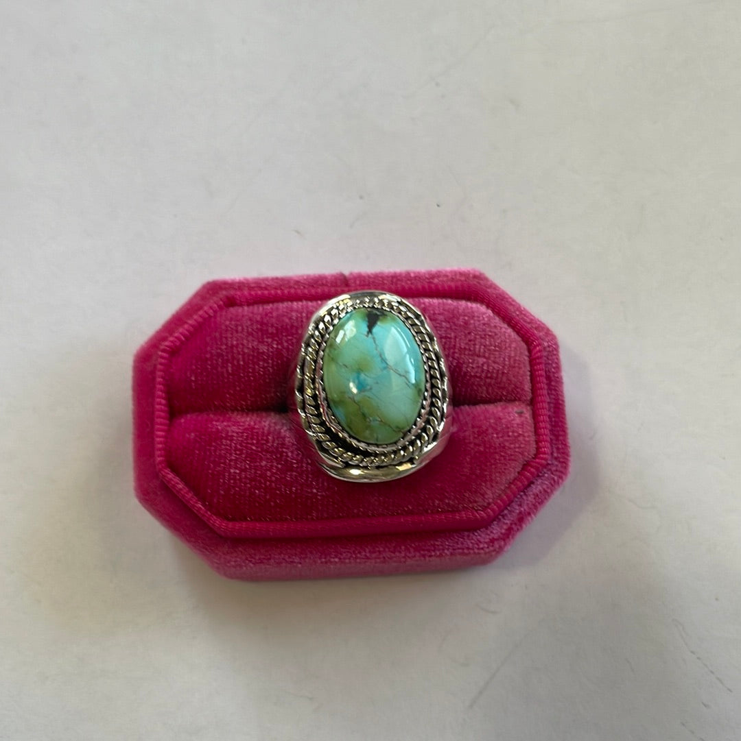 Navajo Sterling Turquoise Ring Size 6.5