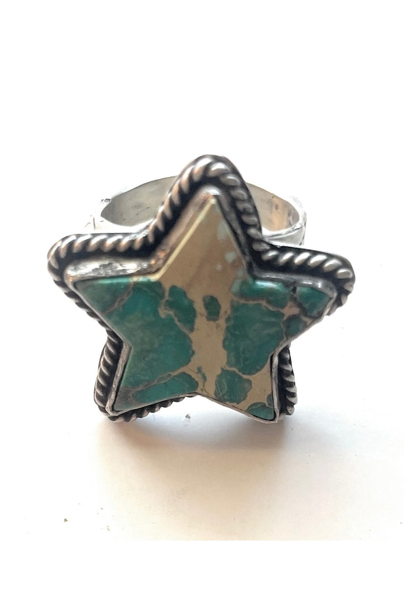 Navavjo Turquoise and Sterling Silver Star ring