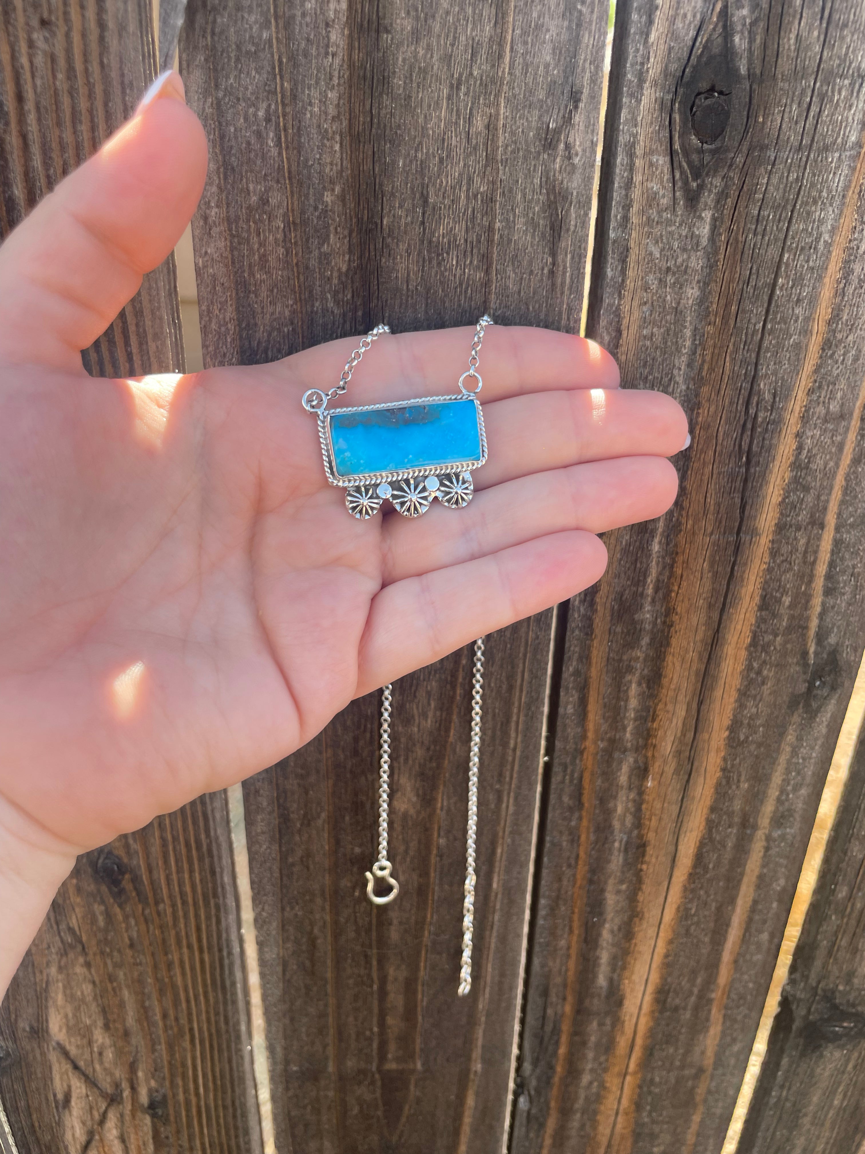 Handmade Sterling Silver Turquoise Bar Necklaces