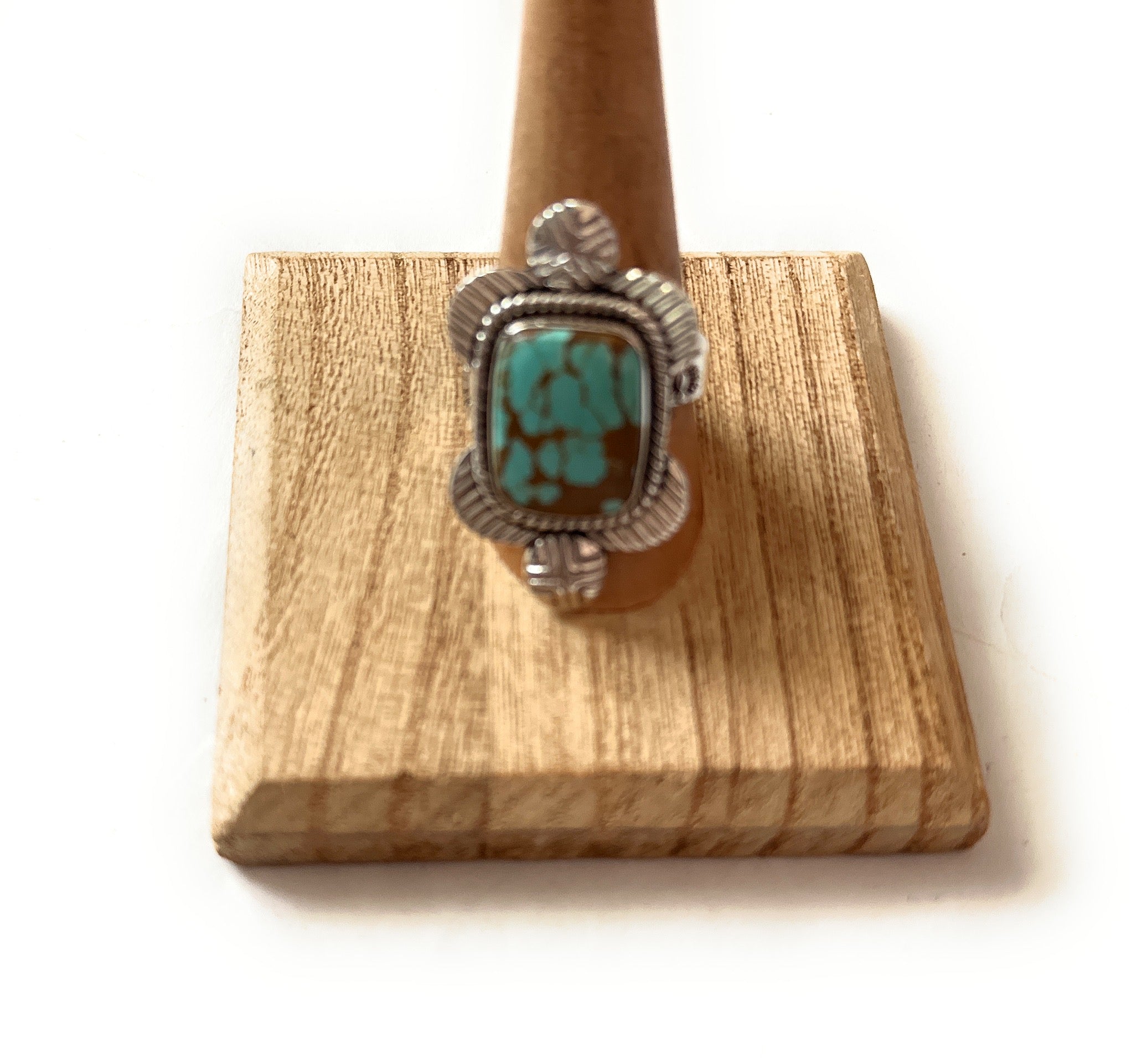 Handmade Sterling Silver & Number 8 Turquoise Adjustable Ring