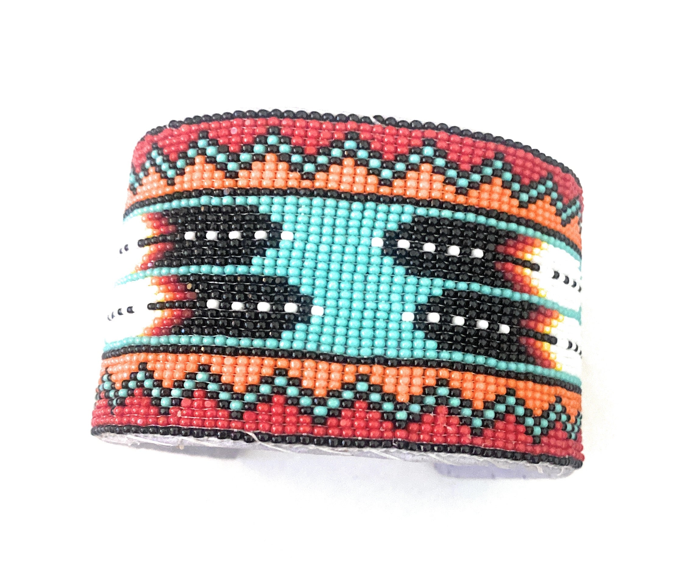 Navajo Made Beaded Leather Bracelet