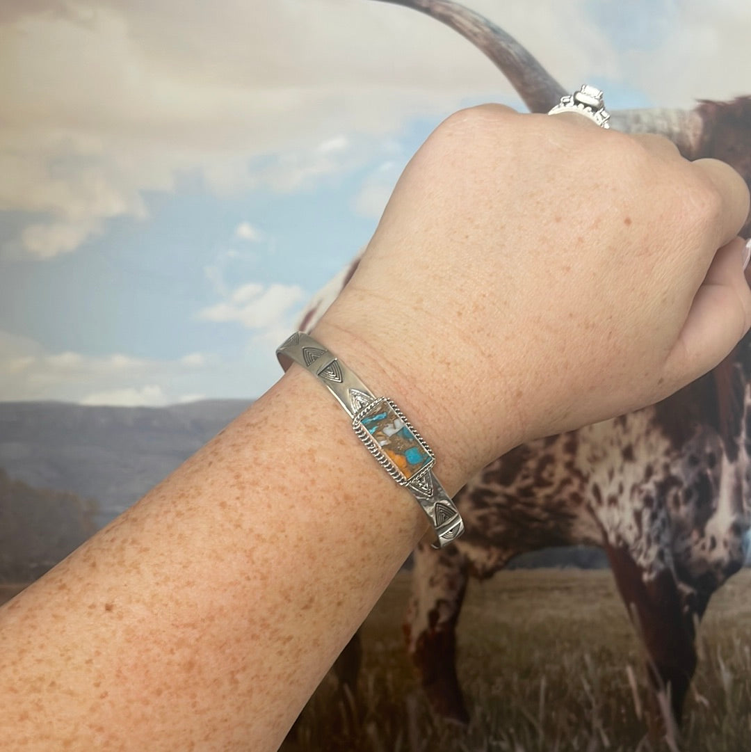 Handmade Sterling Silver & Blue Dream Adjustable Cuff Bracelet