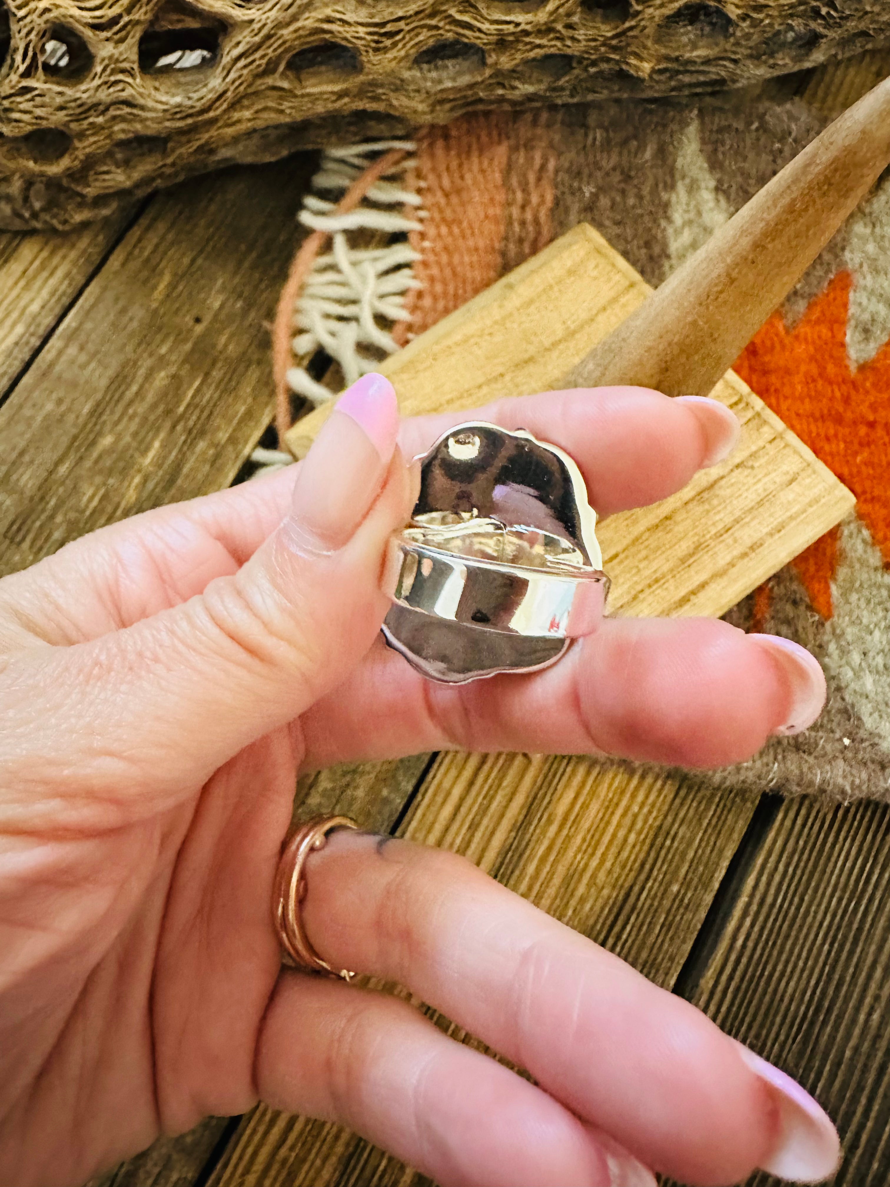 Handmade Sterling Silver & Moon Stone Cluster Adjustable Ring