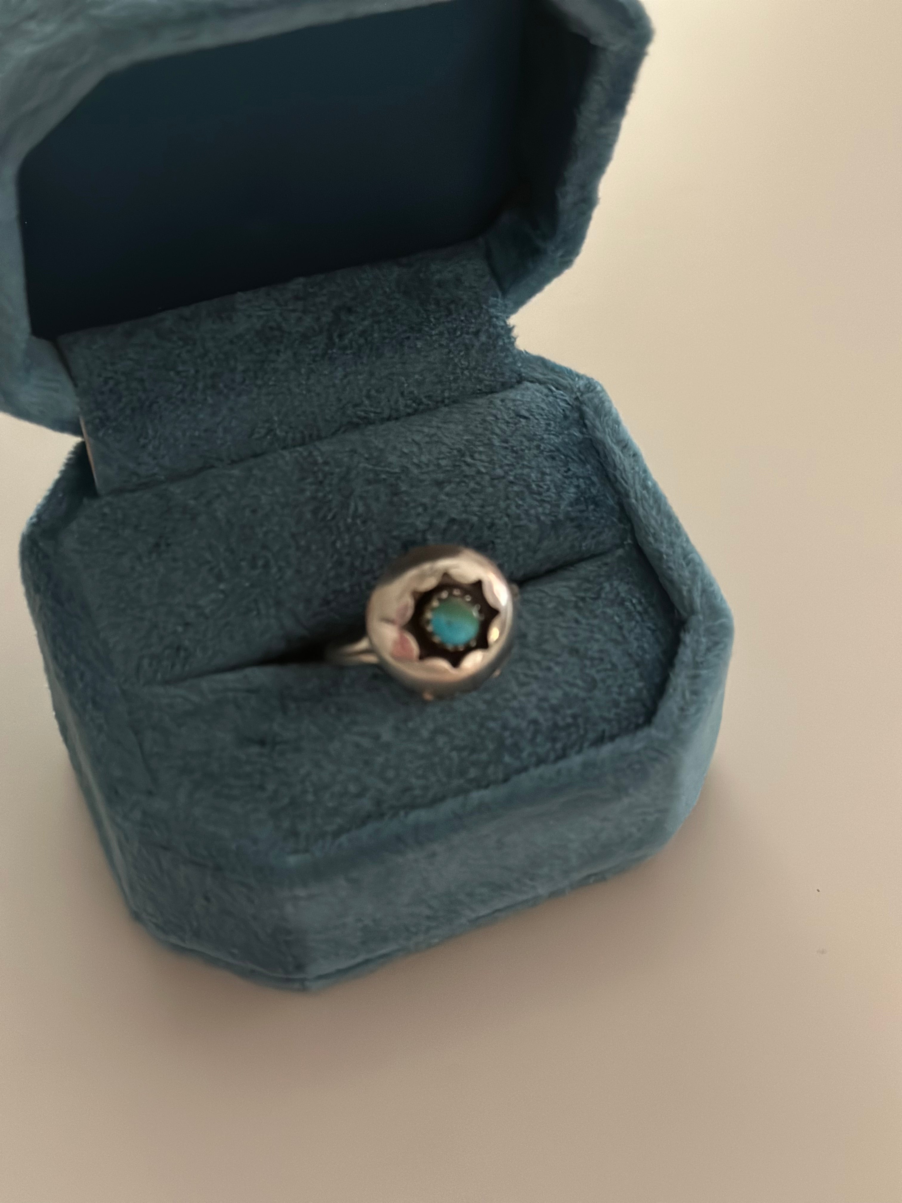 Beautiful Sterling Silver Shadowbox   Kingman Turquoise Ring