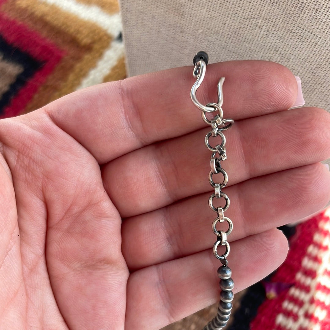 Handmade Beaded Sterling Silver 4-8mm Beaded Necklace 14”