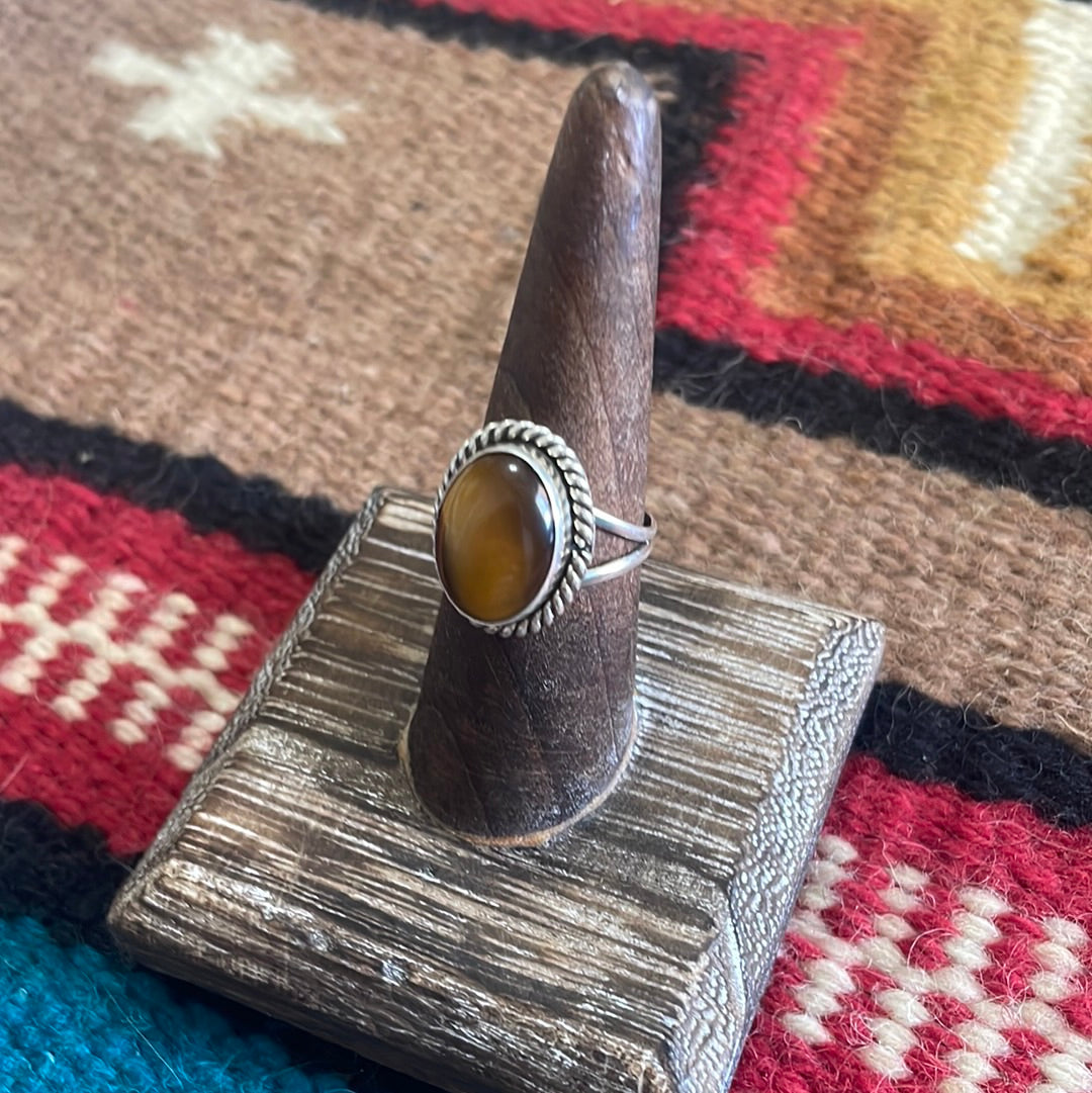 Beautiful Navajo Sterling Silver Tigers Eye Ring