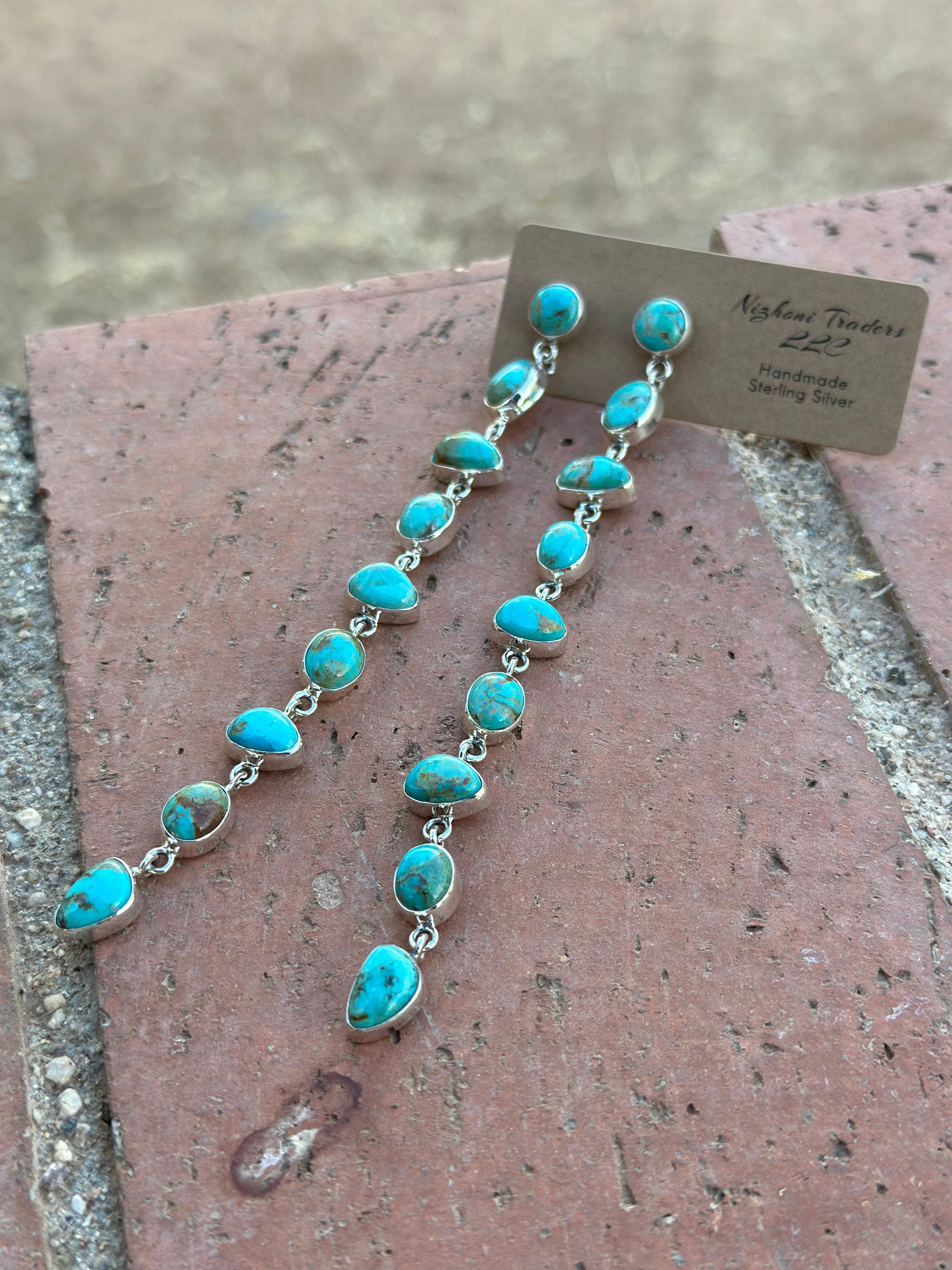 Cassidy Collection Handmade Honky Tonk Natural Royston  Turquoise and Sterling Silver Dangles