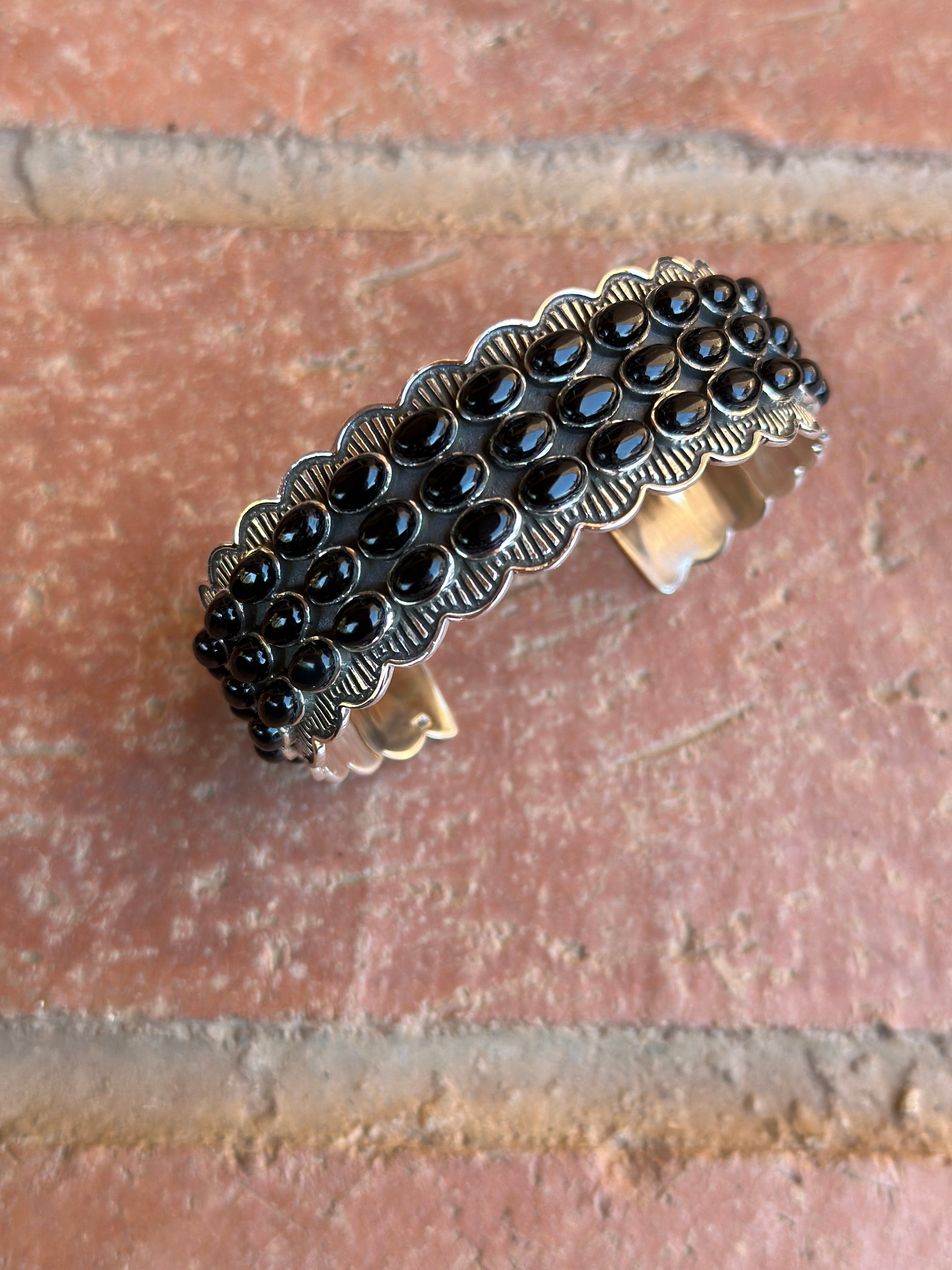 Handmade Black Onyx  Sterling Silver Taos Cuff