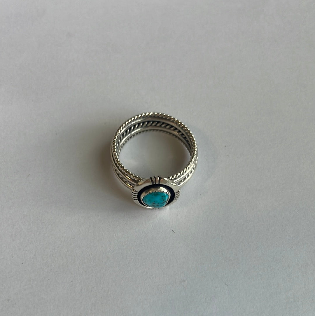 “The Bordered” Navajo Turquoise Sterling Silver Ring