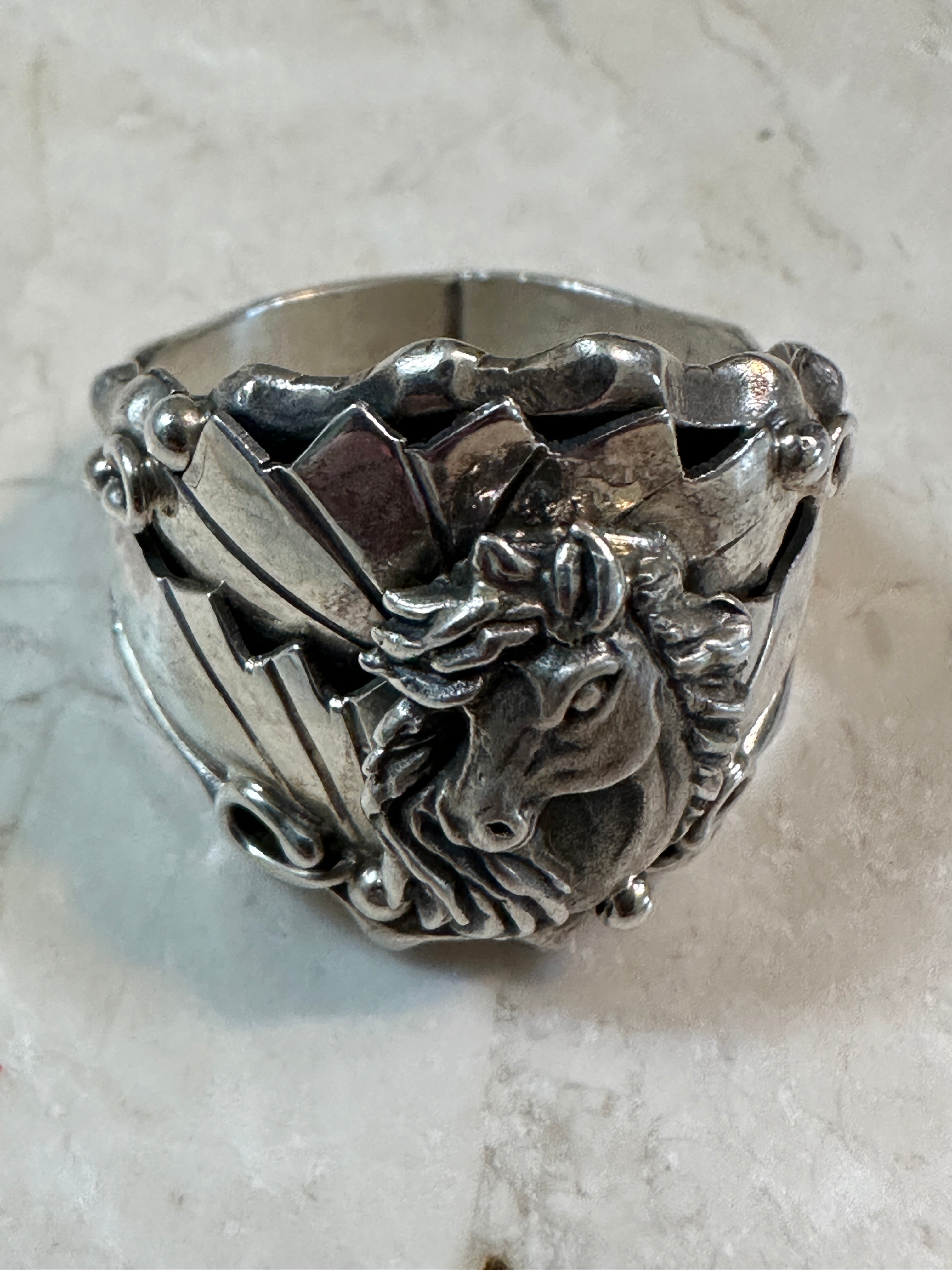 Navajo Sterling Horse Head Ring Size 13