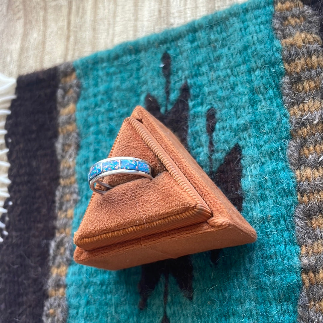 Navajo Sterling Silver & Blue Opal Inlay Ring