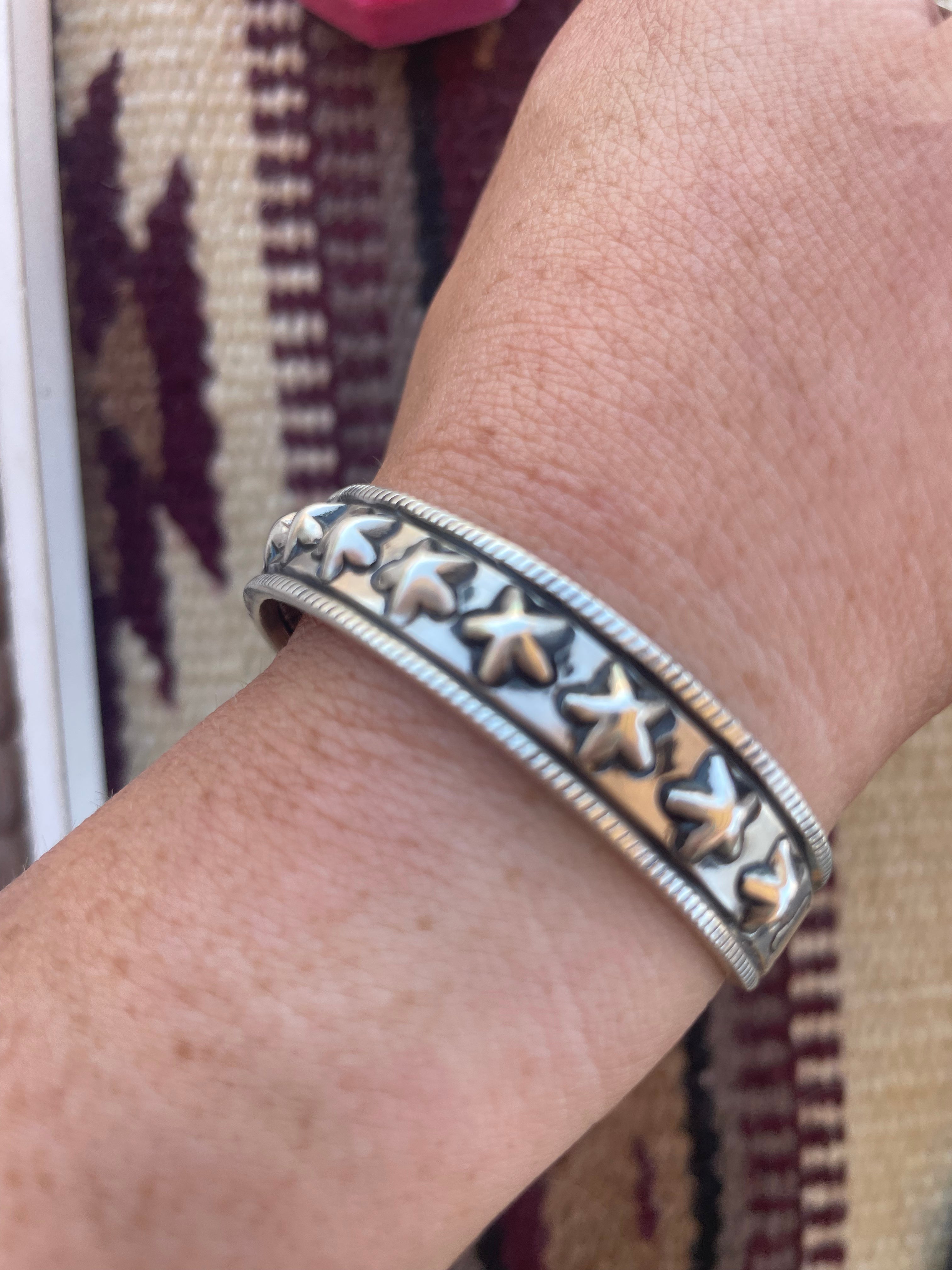 “The Star Cuff” Navajo Sterling Silver Adjustable Star Cuff Bracelet