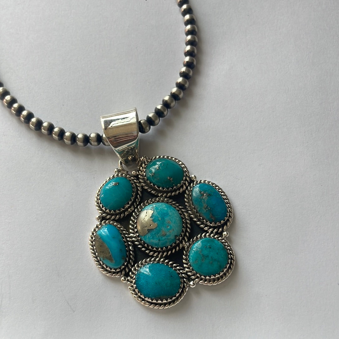 Handmade Sterling Silver & Turquoise Cluster Pendant