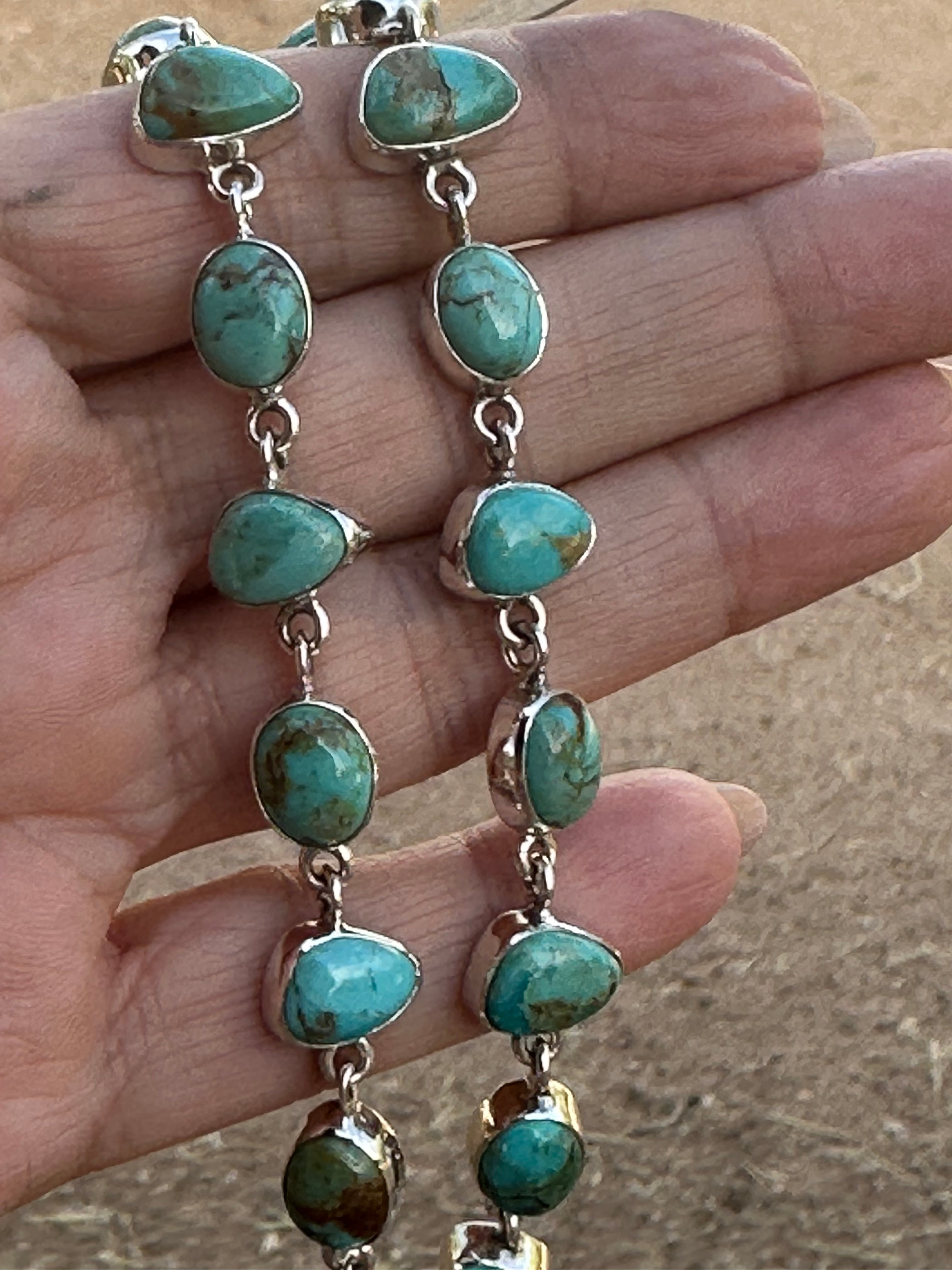 Cassidy Collection Handmade Honky Tonk Natural Royston  Turquoise and Sterling Silver Dangles