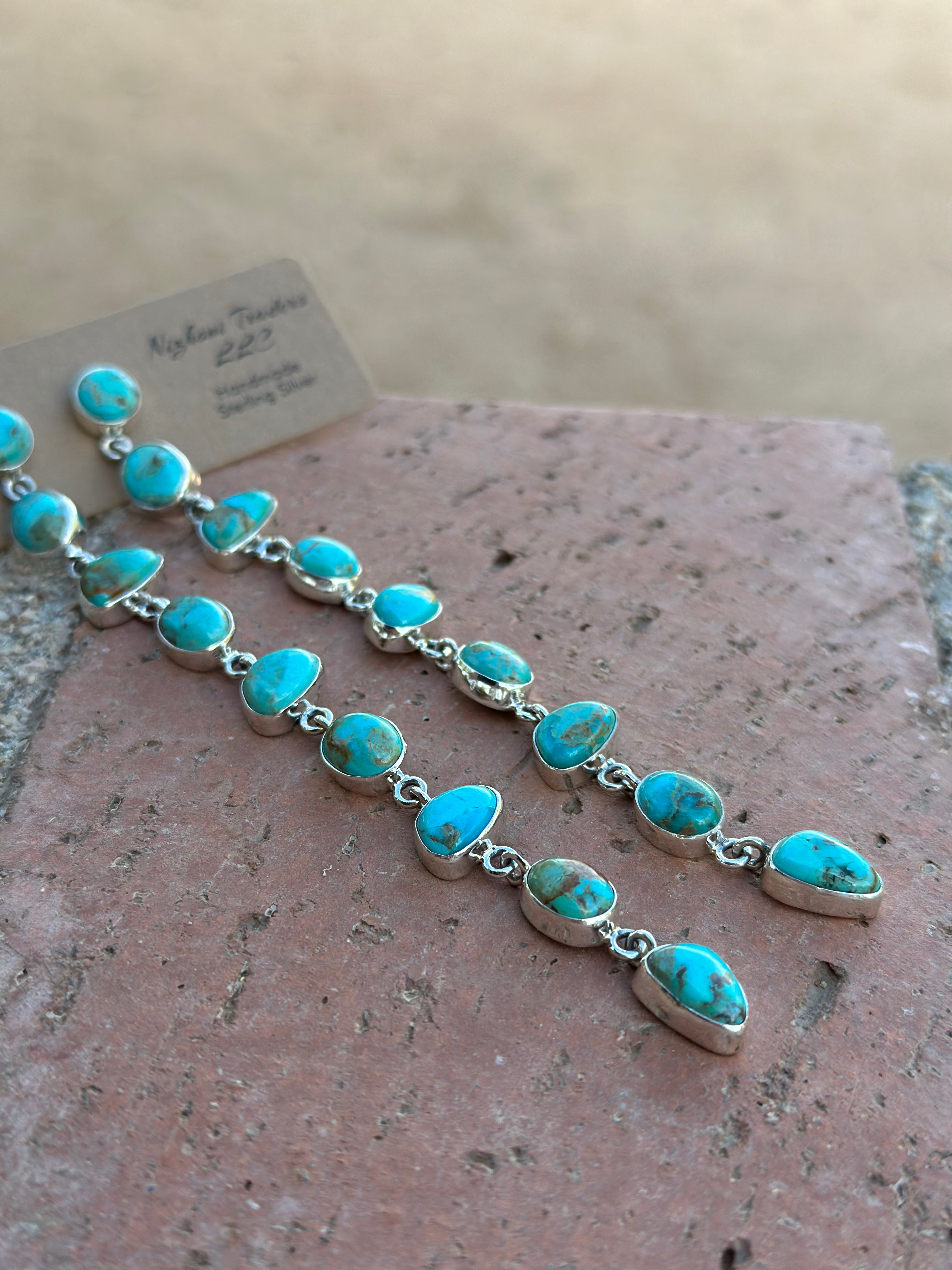 Cassidy Collection Handmade Honky Tonk Natural Royston  Turquoise and Sterling Silver Dangles