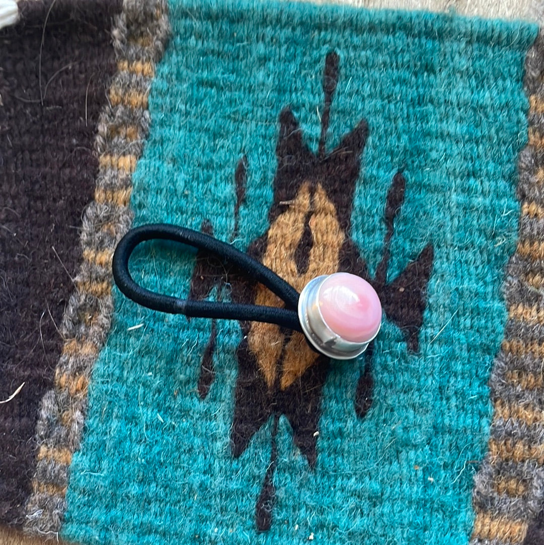 Navajo Pink Conch And Sterling Silver Hair Tie