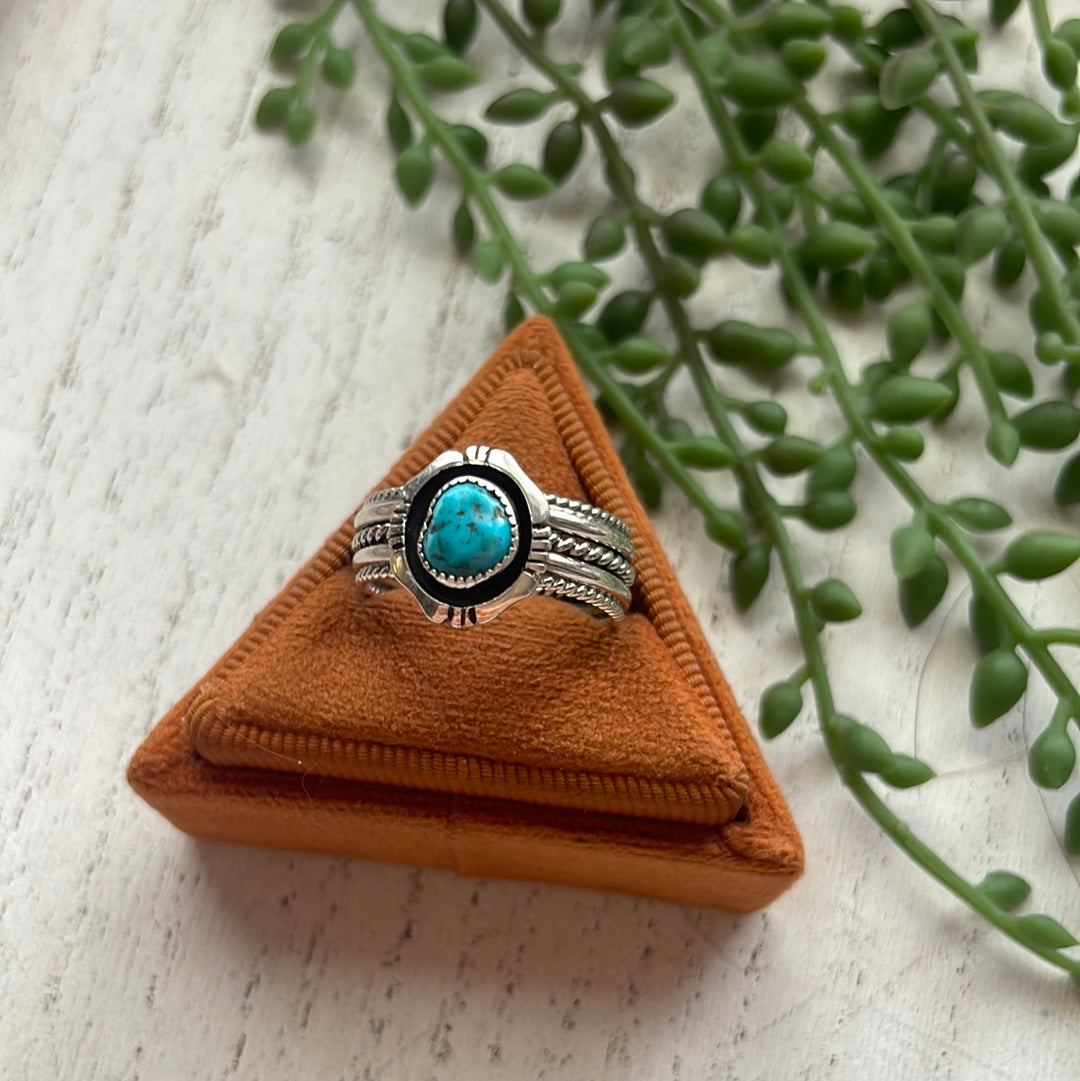 “The Bordered” Navajo Turquoise Sterling Silver Ring