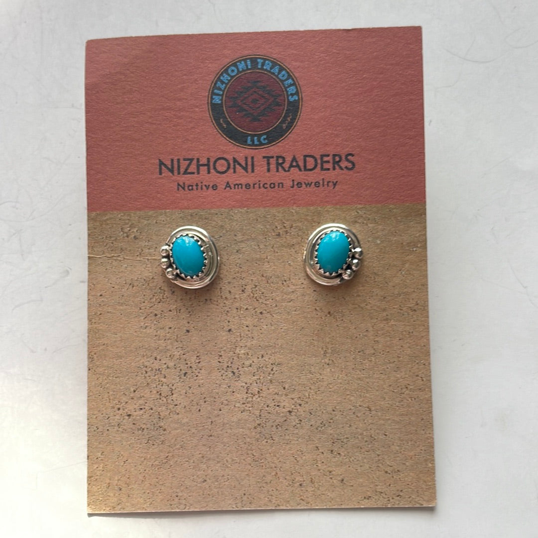 Navajo Sterling Silver & Turquoise Stud Earrings