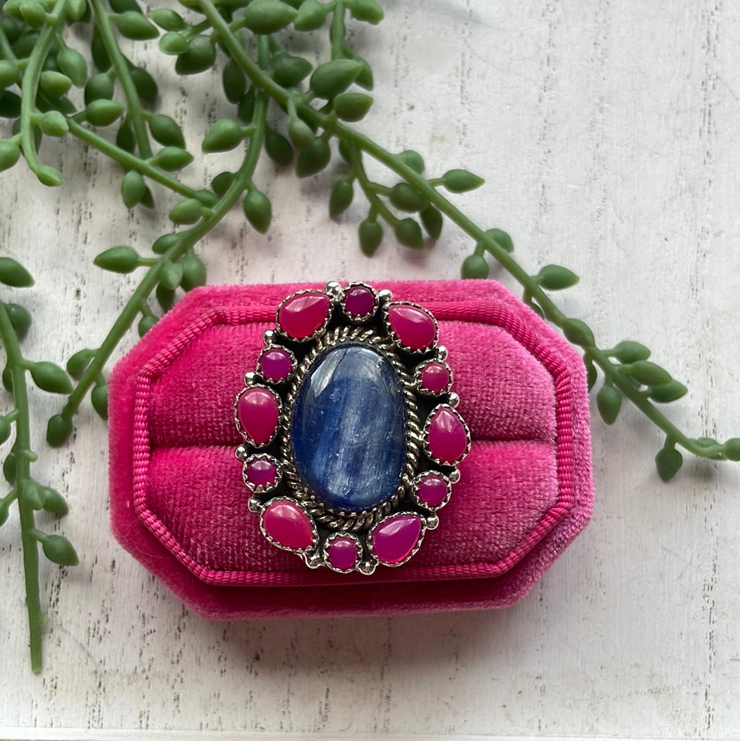 Nizhoni Kyanite, Pink Onyx & Sterling Silver Handmade Ring