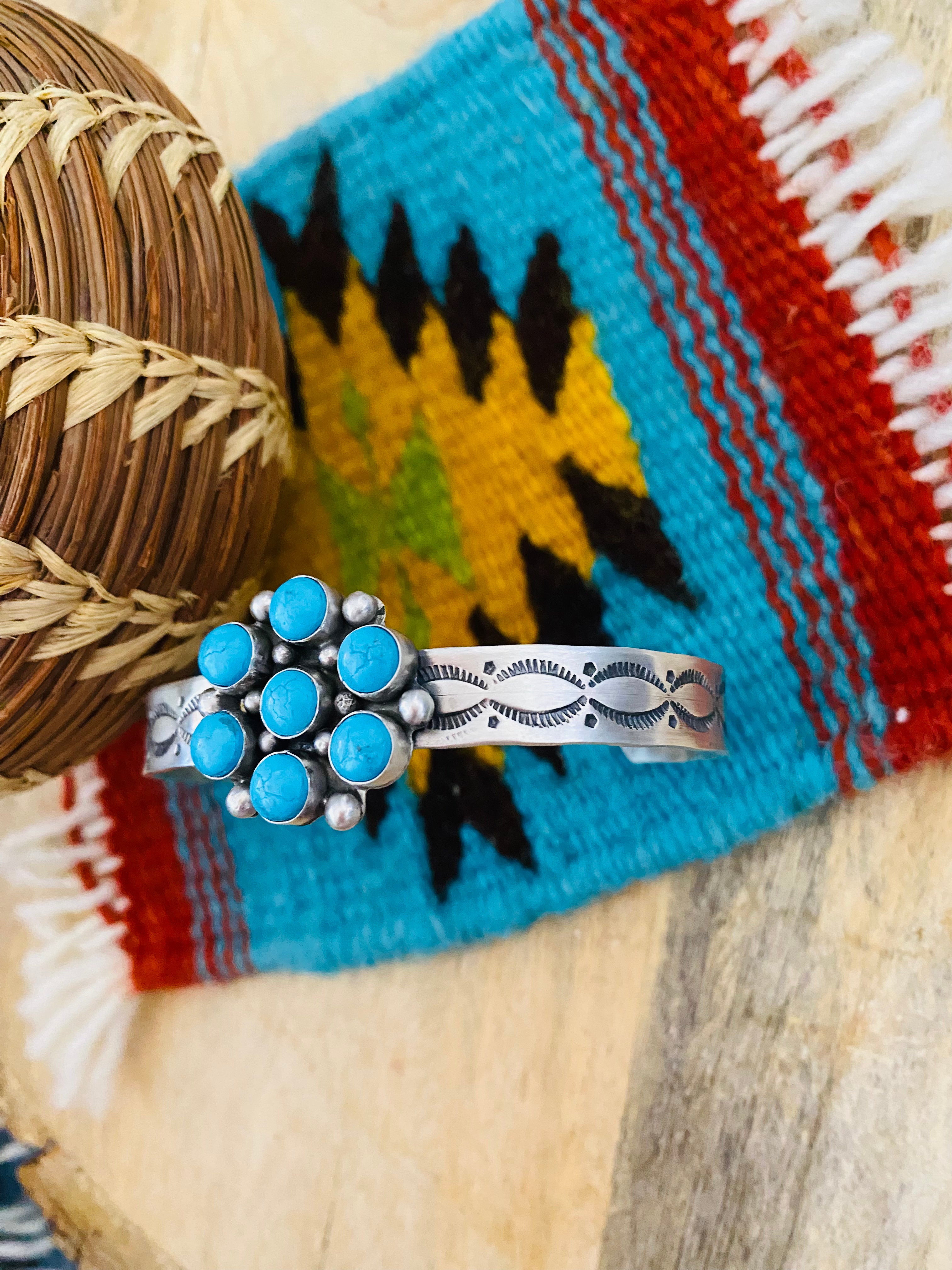 Navajo Sterling Silver & Turquoise Cuff Bracelet