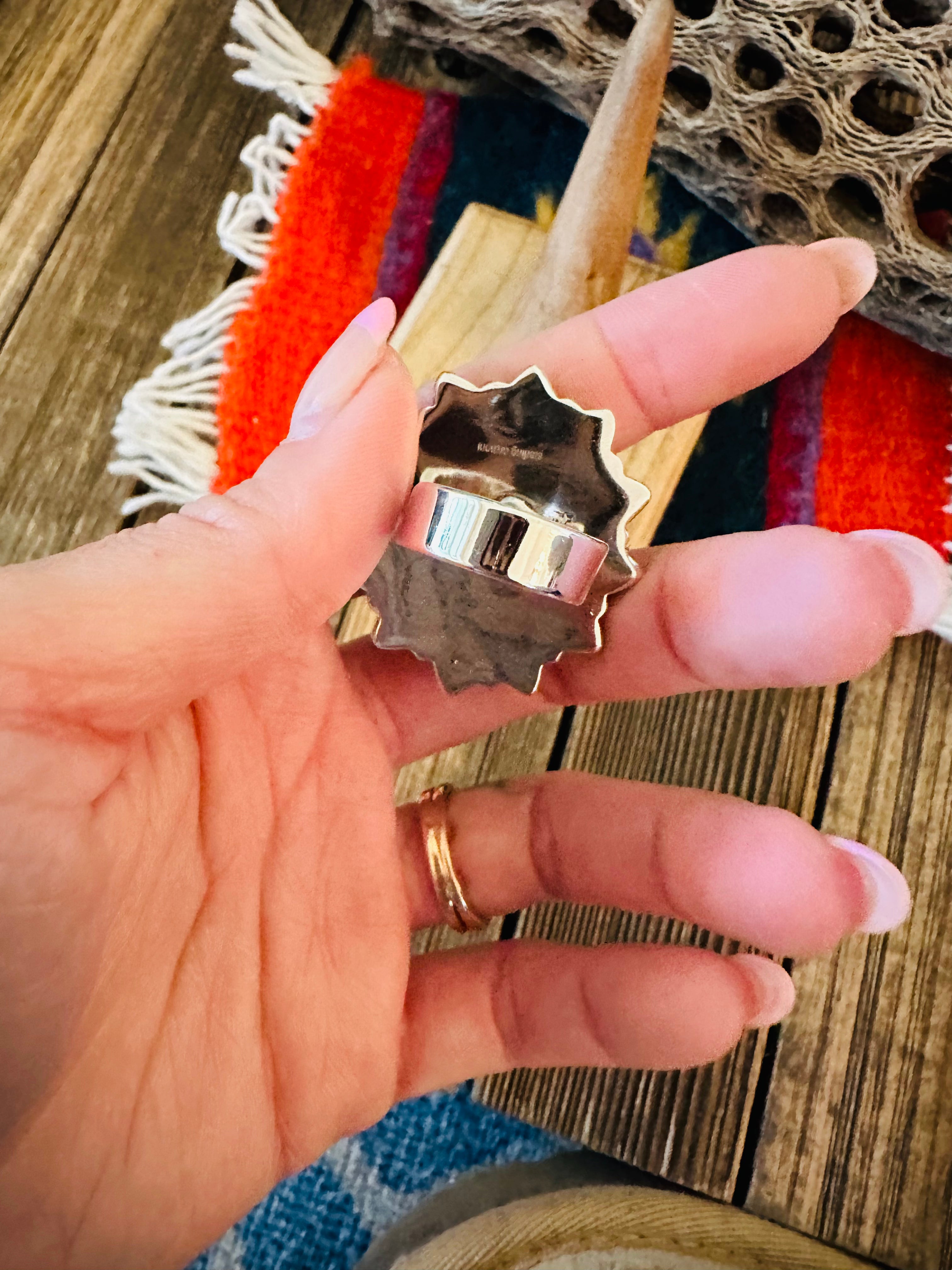 Handmade Sterling Silver & Moon Stone Cluster Adjustable Ring