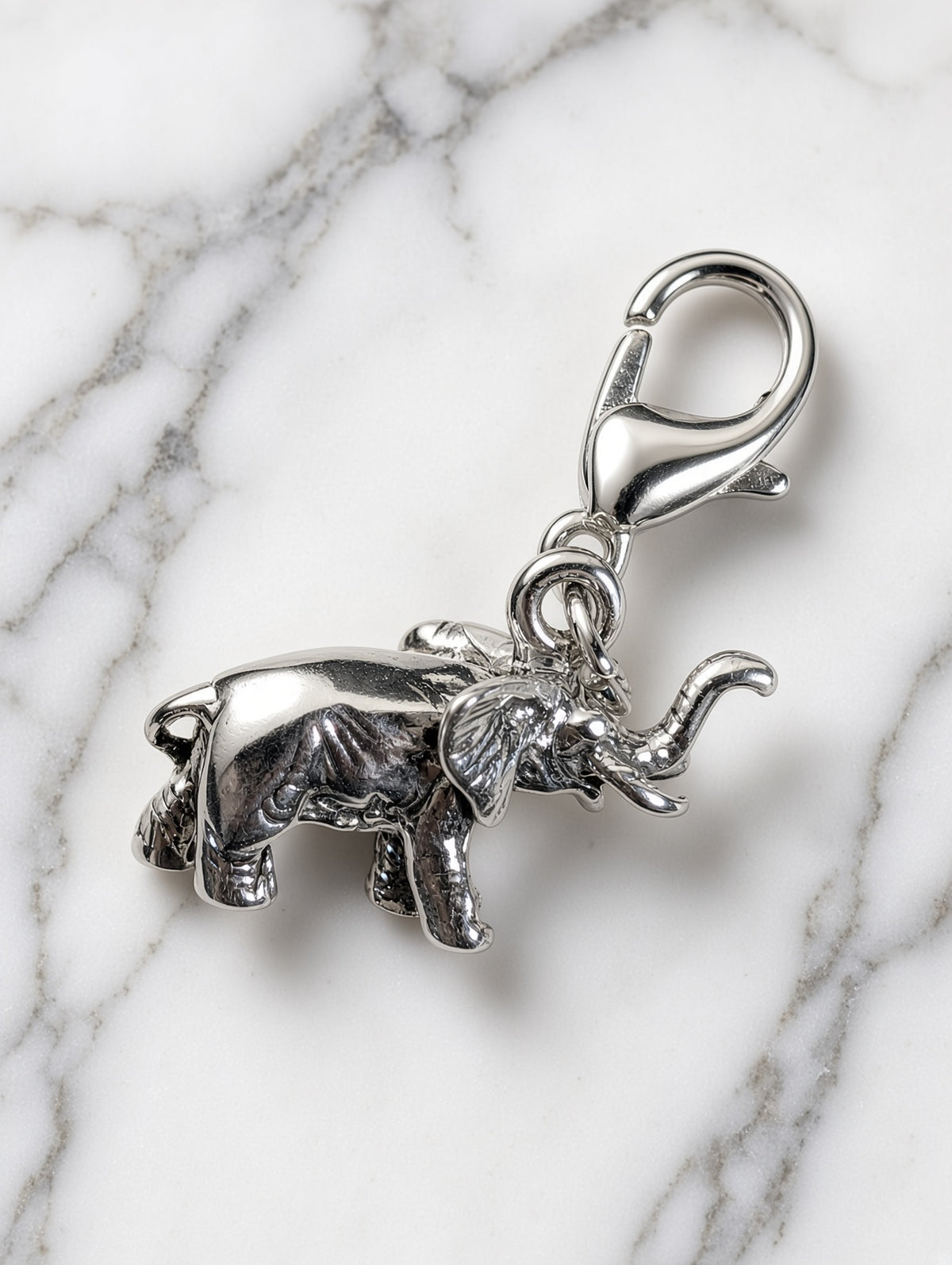 Handcrafted Elephant Charm Sterling Silver