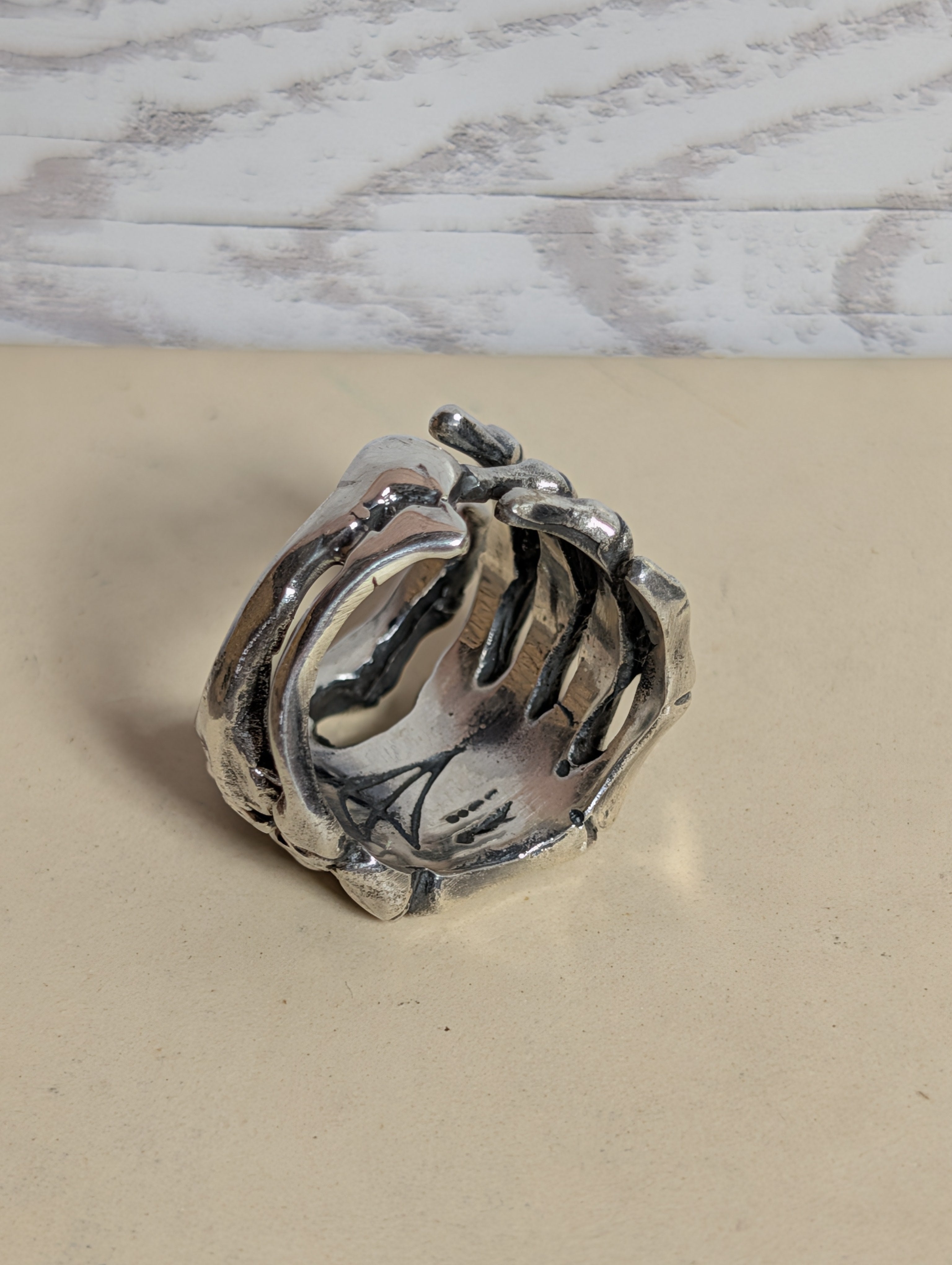 Sterling Silver Skeleton Hand Shaped Ring Size 10