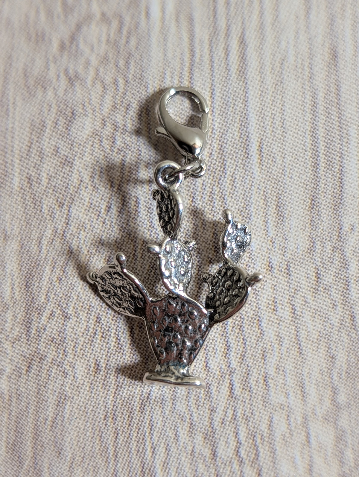 Handcrafted Large Prickly Pear Cactus Charm Sterling Silver Western Style