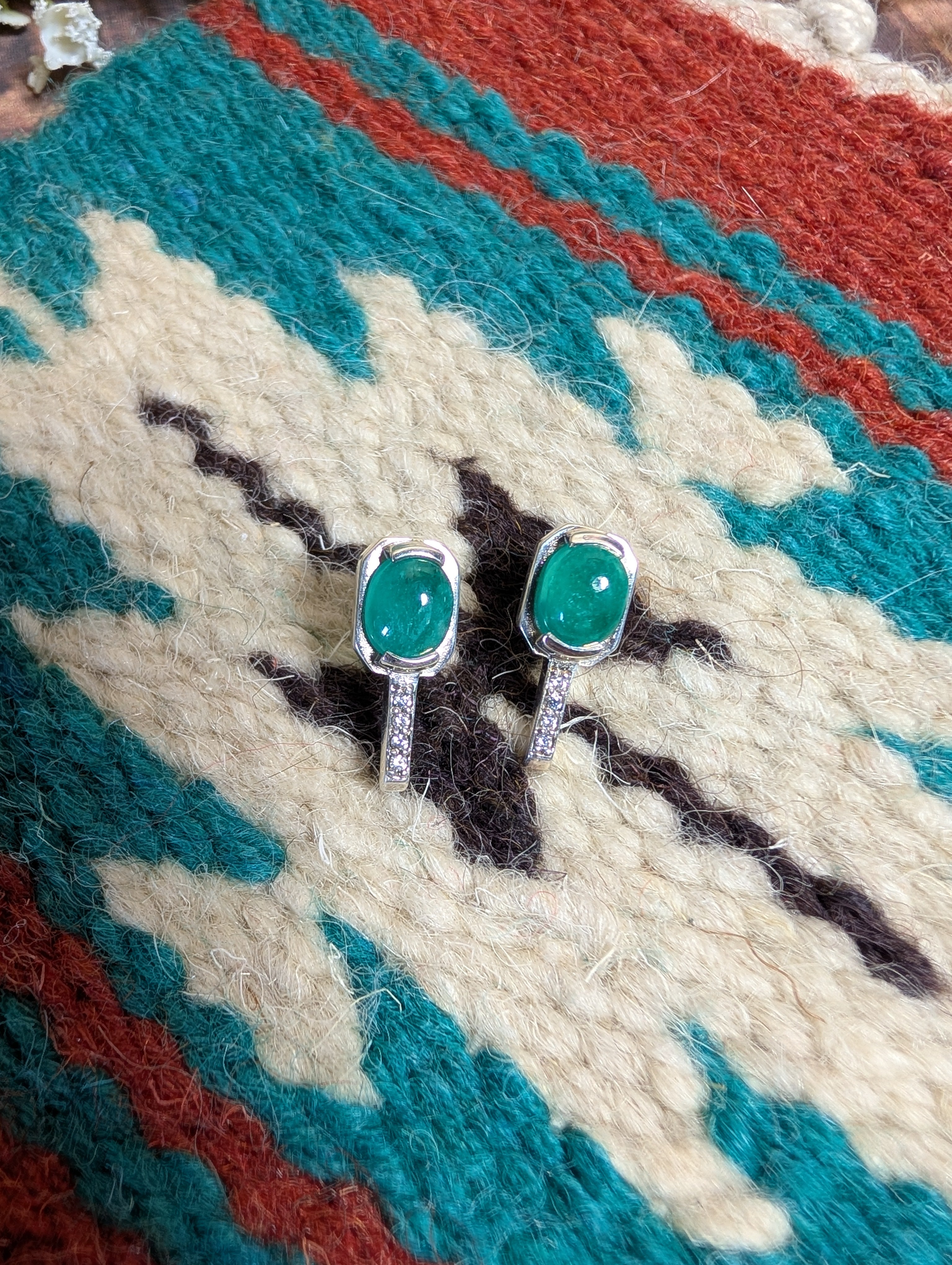 Emerald Earrings in Sterling silver set 6B