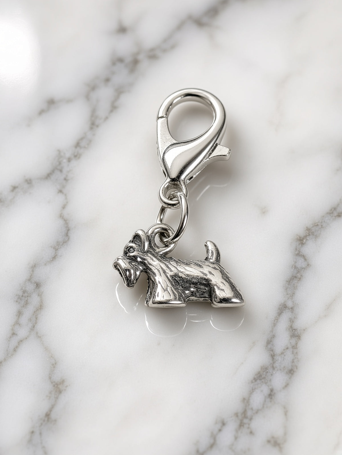 Handcrafted Mini Scottish Terrier Dog Charm Sterling Silver