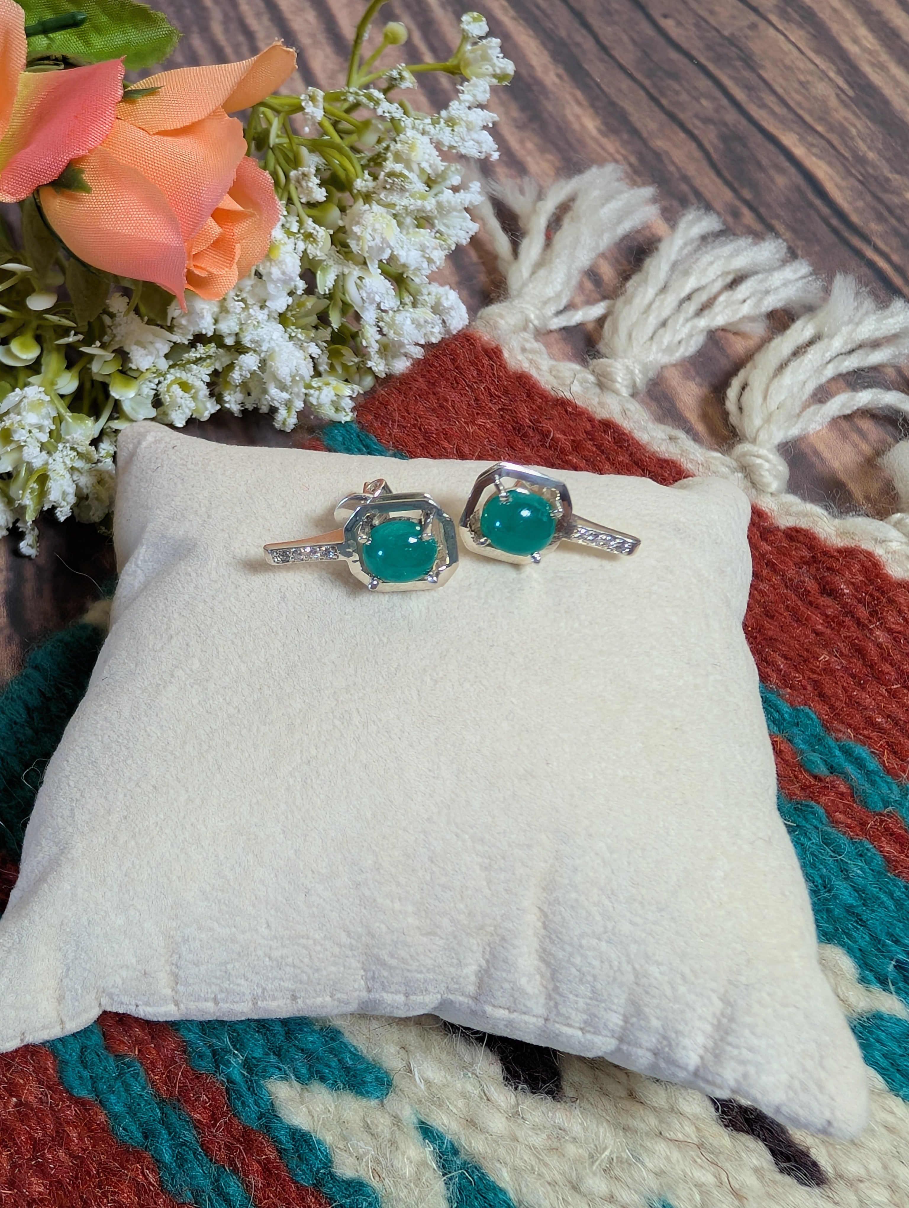 Emerald Earrings in Sterling Silver  1ct set 7B