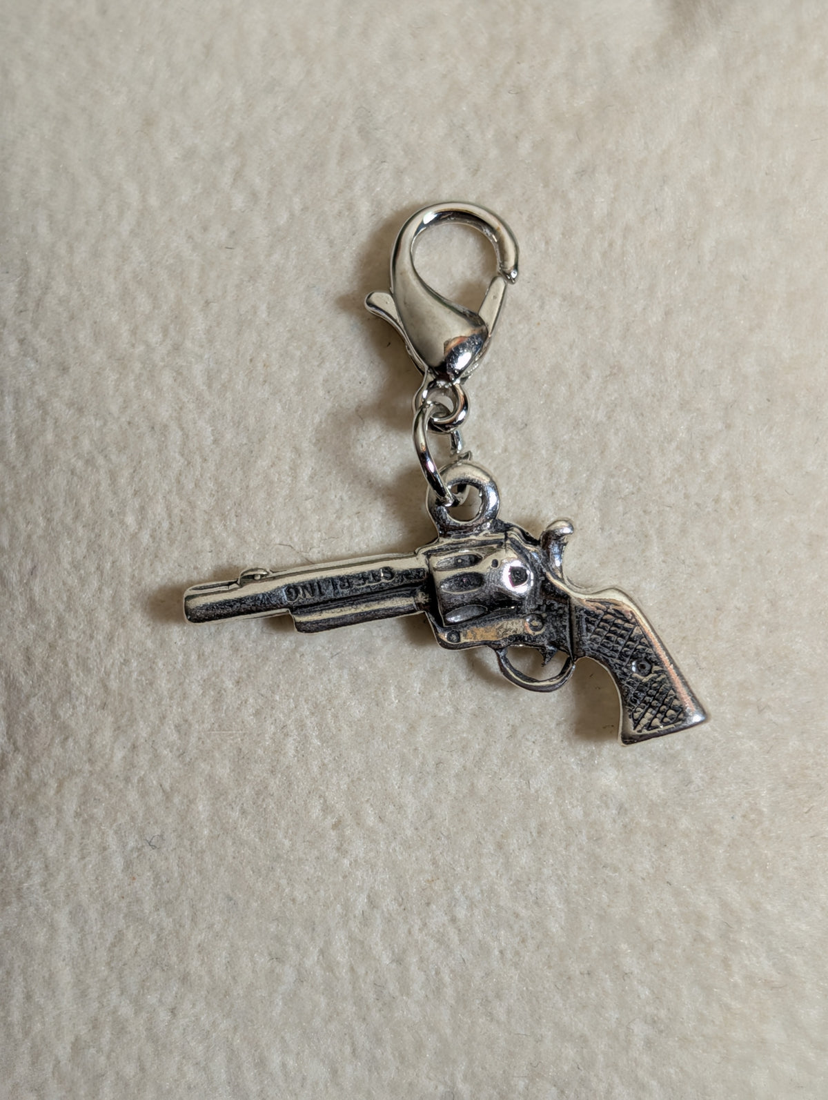 Handcrafted Western Revolver Gun Charm Sterling Silver