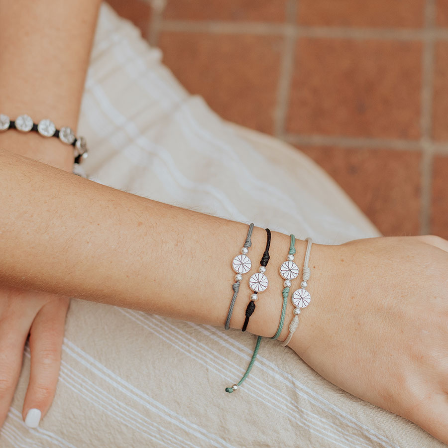 "My Saint My Hero" Sage Bloom Bracelet With Silver Flower
