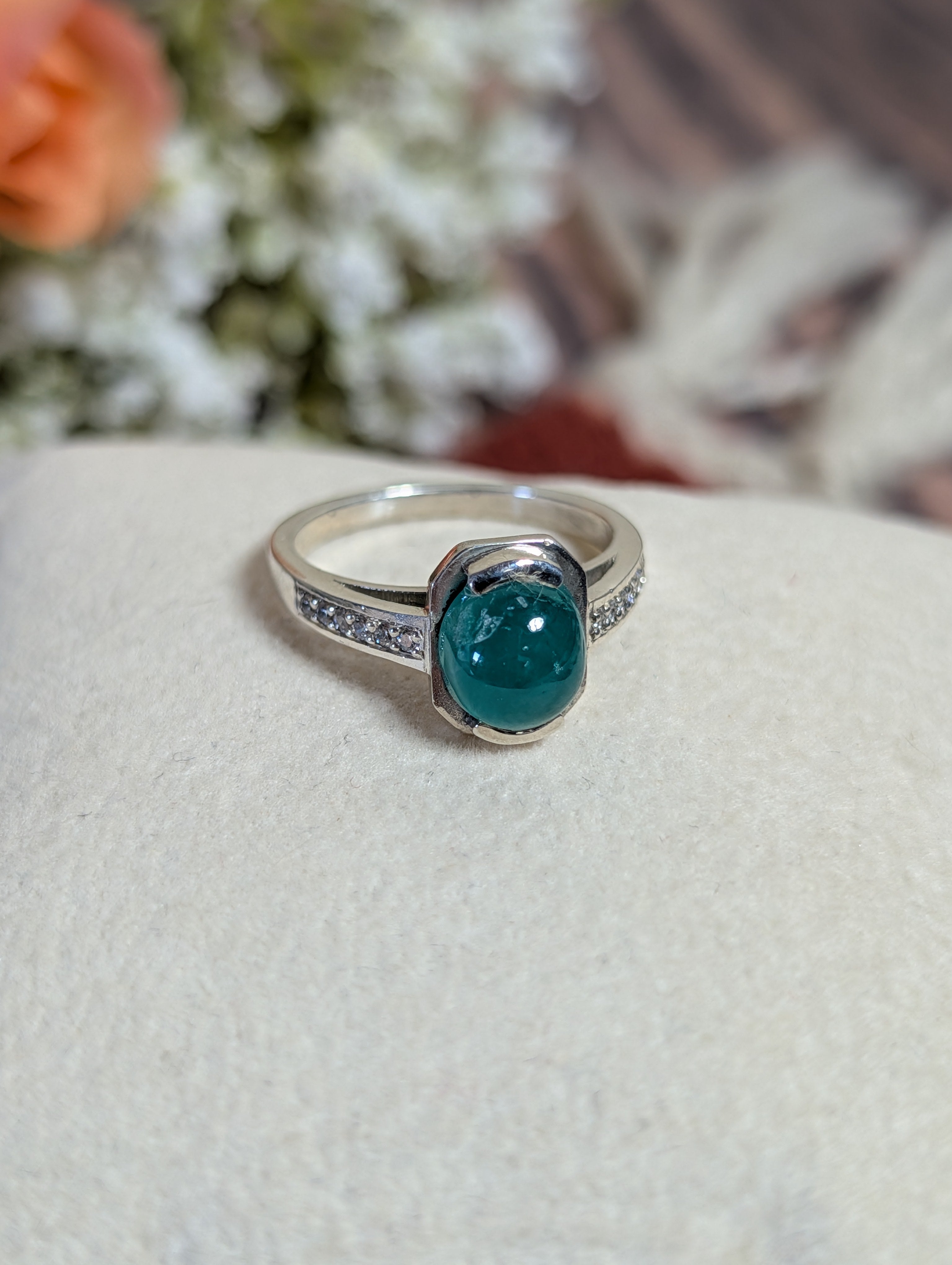 Emerald Ring Set in Sterling Silver  2ct set 7C Size 7.25