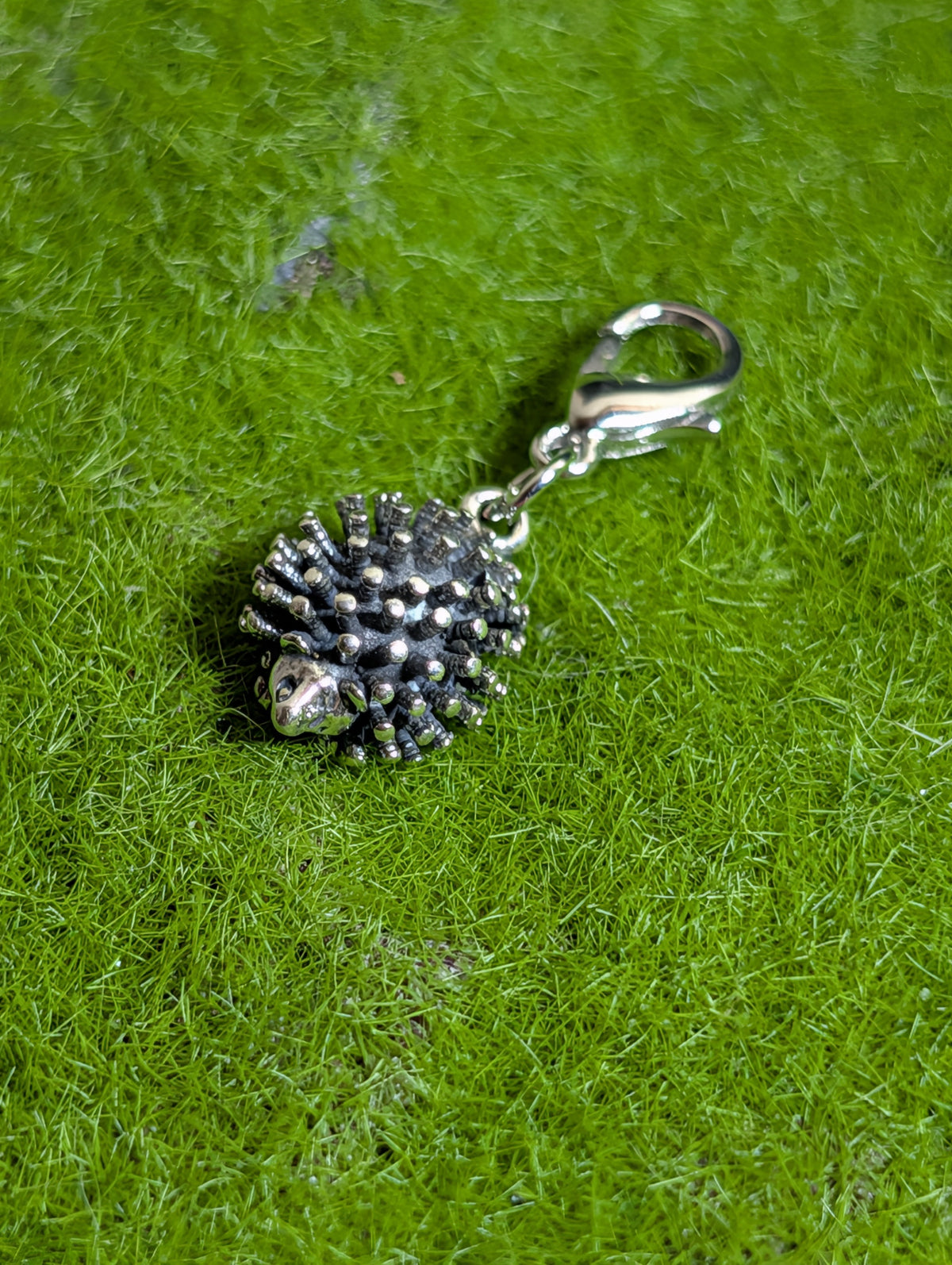 Handcrafted Small Hedgehog Charm Sterling Silver