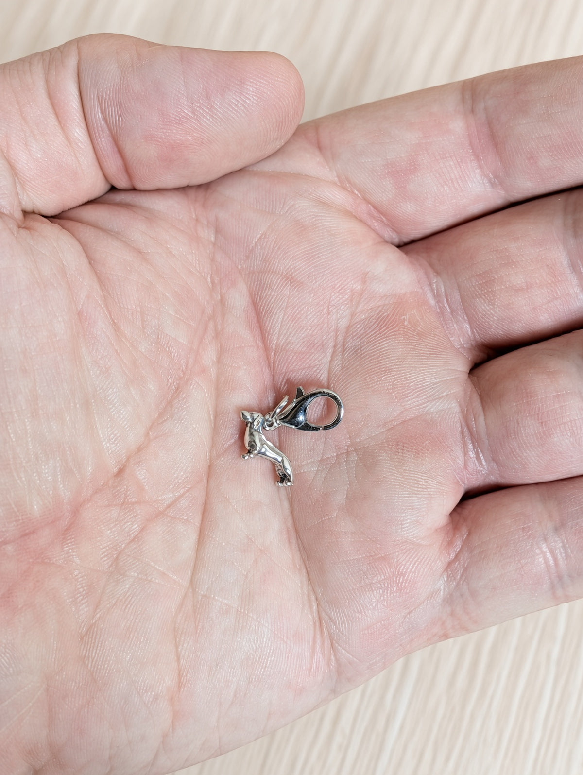 Handcrafted Mini Dachshund Dog Charm Sterling Silver