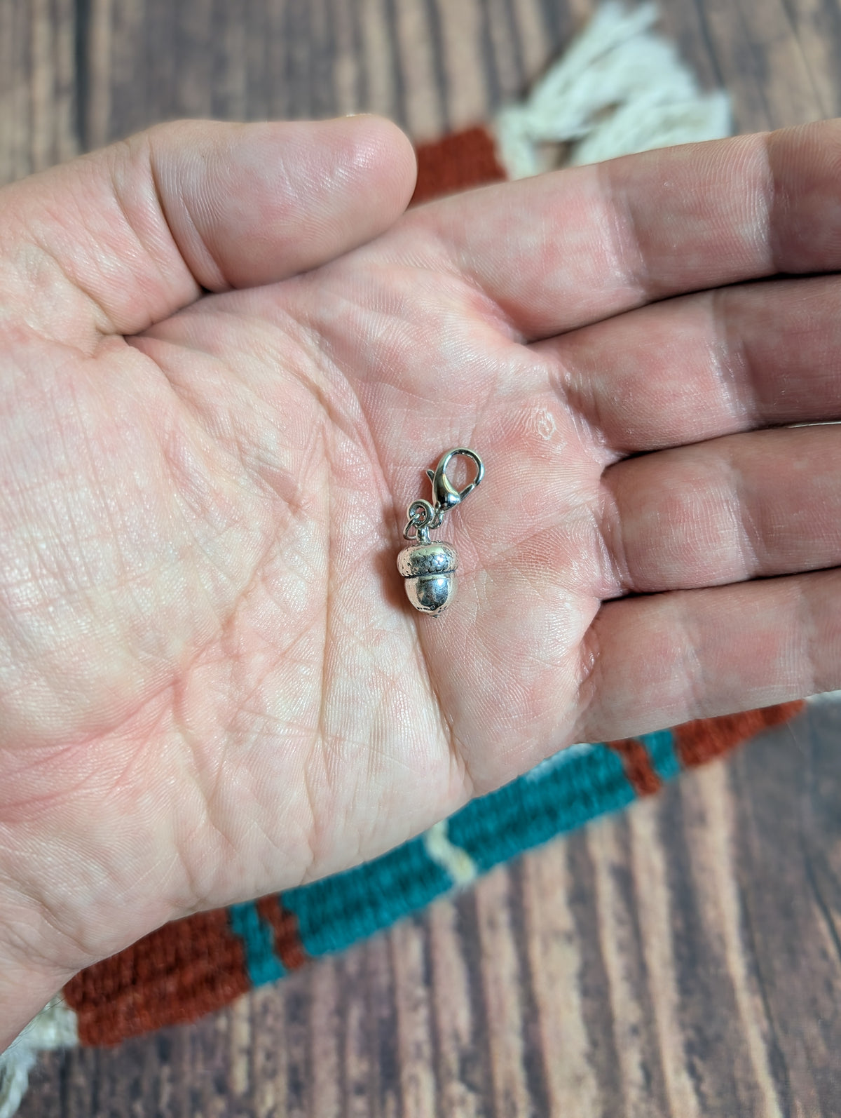Handcrafted Acorn Charm Sterling Silver