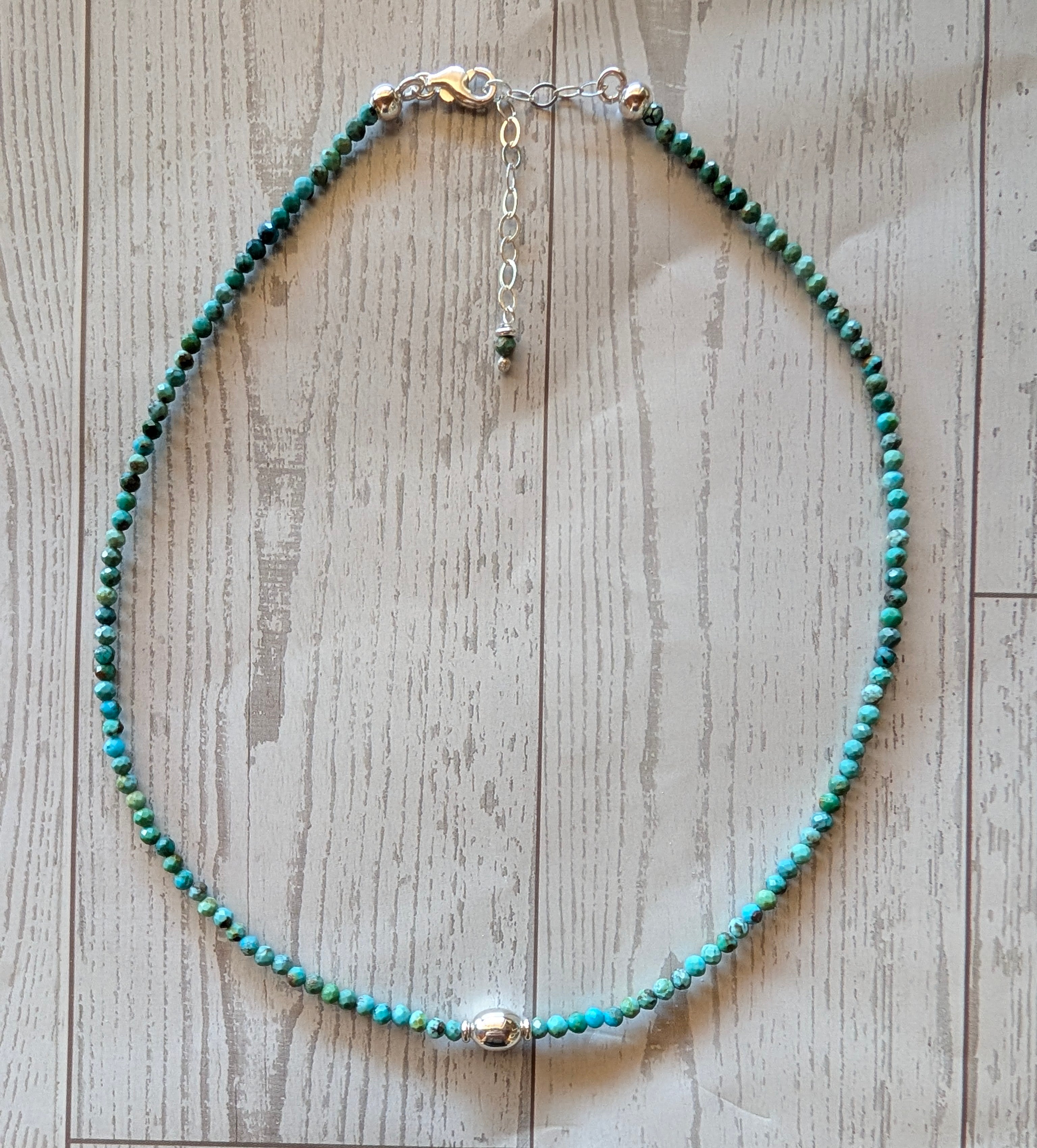Turquoise MultiColor Beaded Stone Sterling Silver Necklace