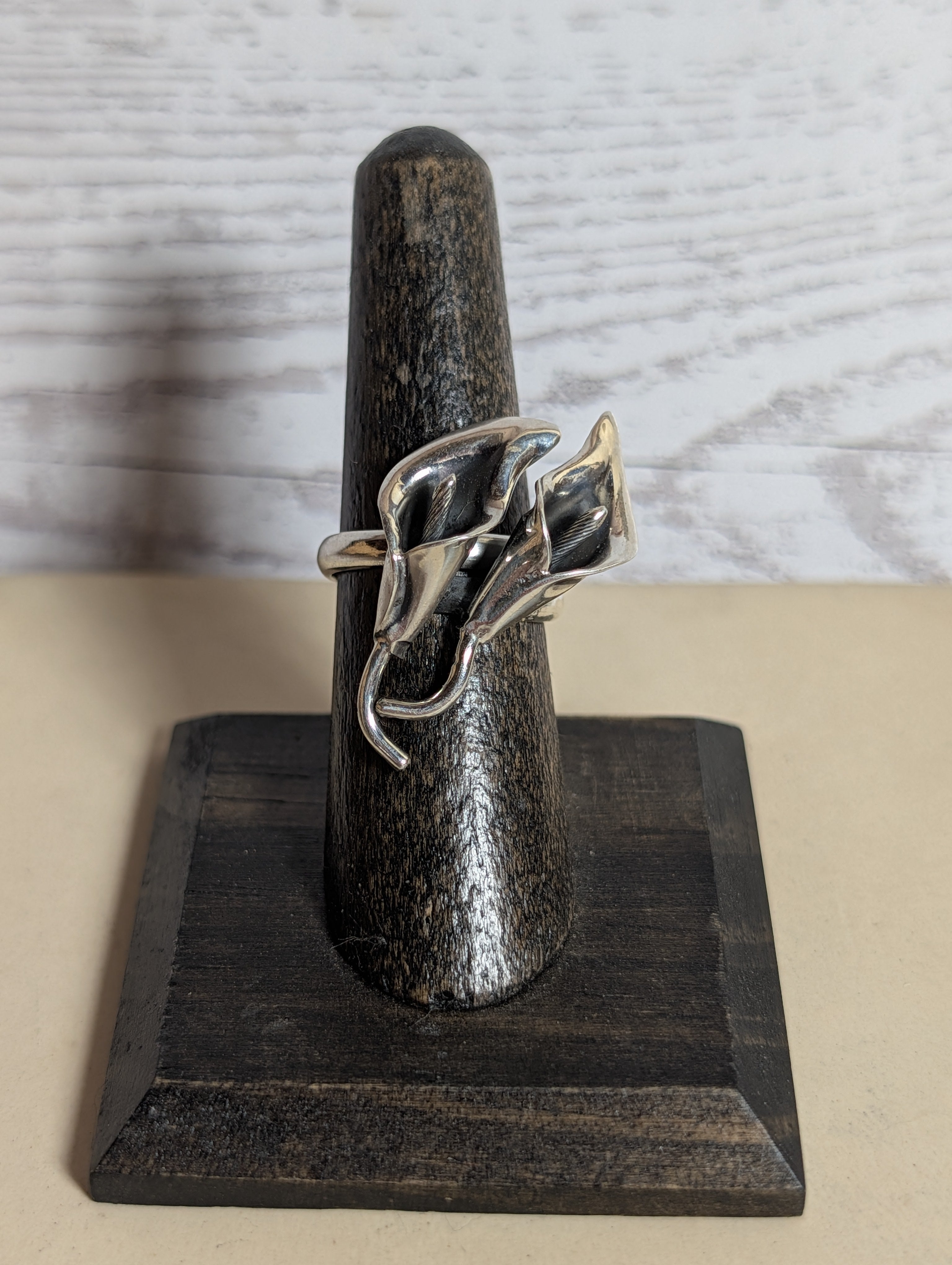 Blooming Calla Lily Sterling Silver Adjustable Ring
