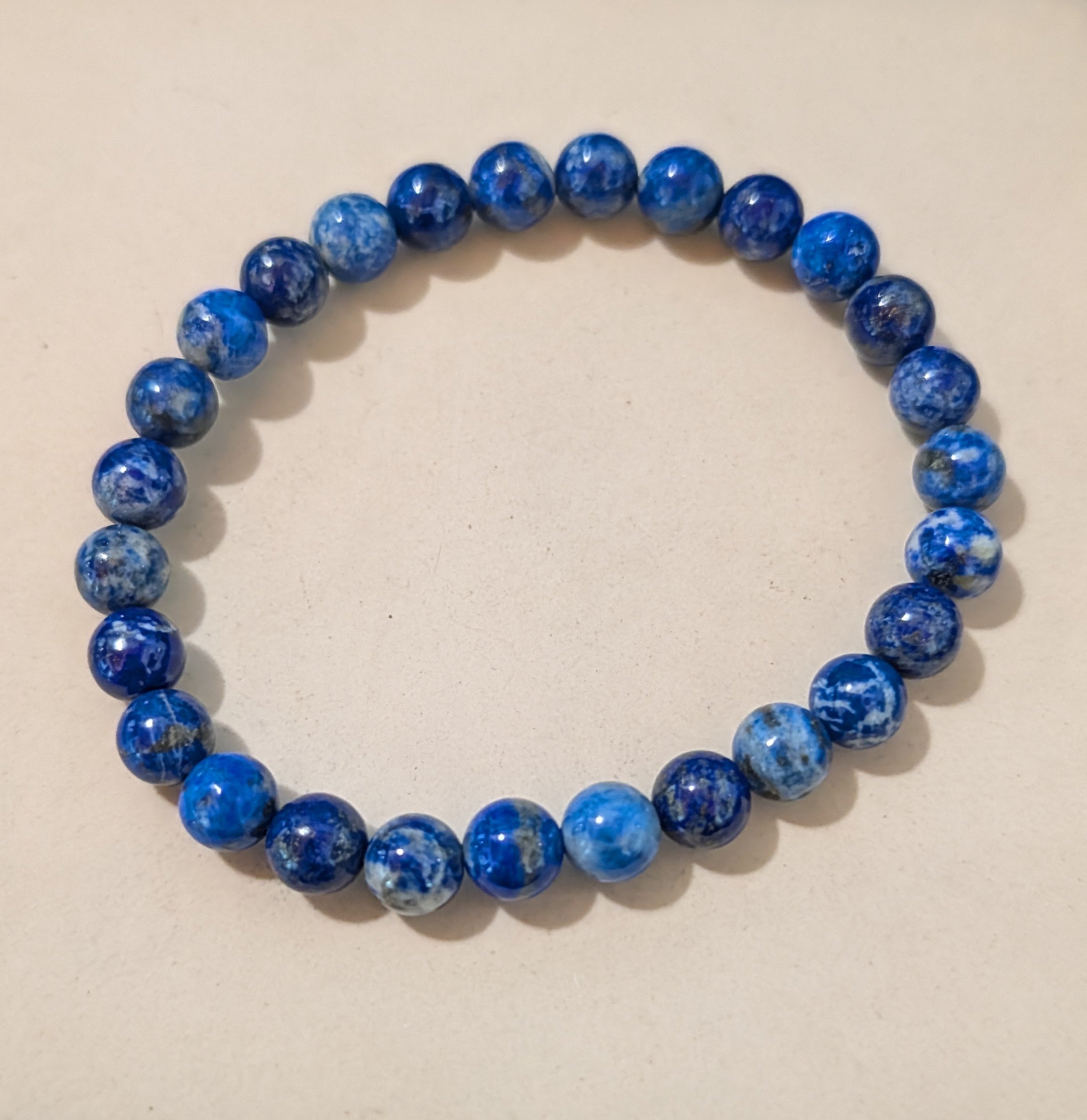 Lapis Beaded Stretch Bracelet 7mm