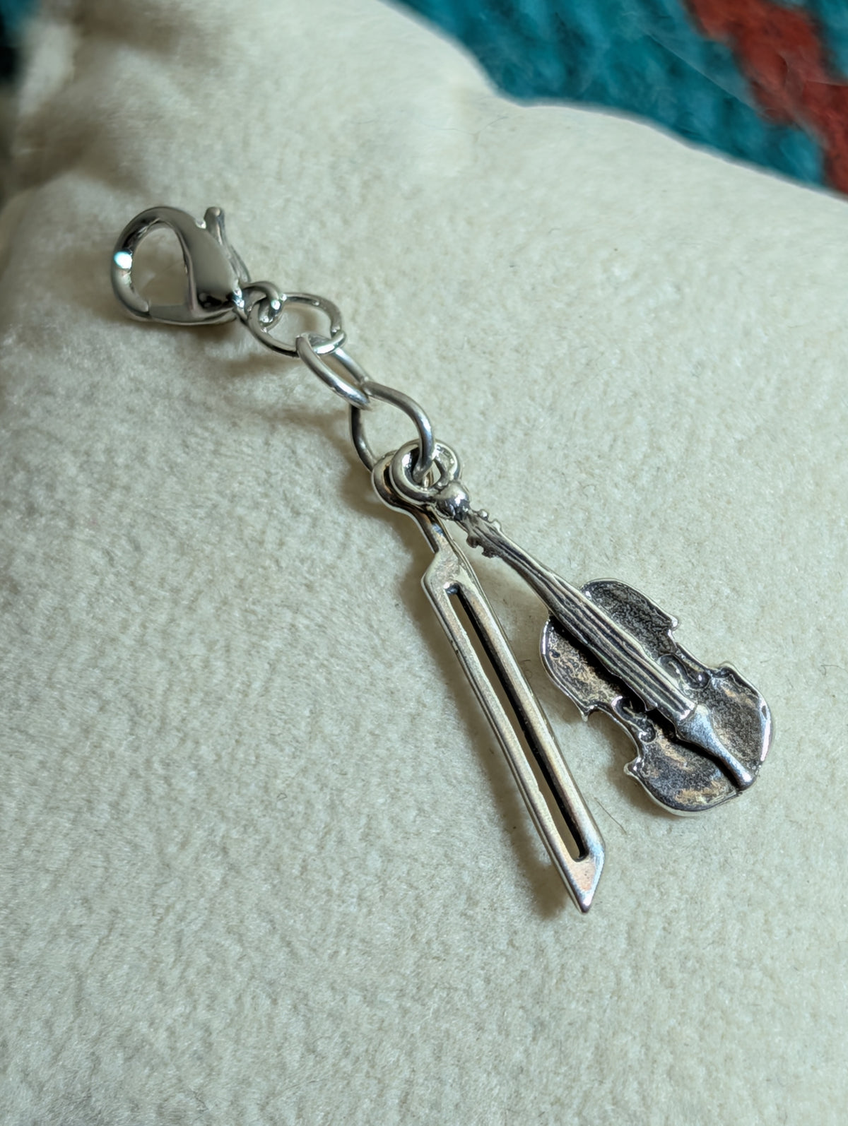Handcrafted Violin With Bow Musical Instrument Charm Sterling Silver
