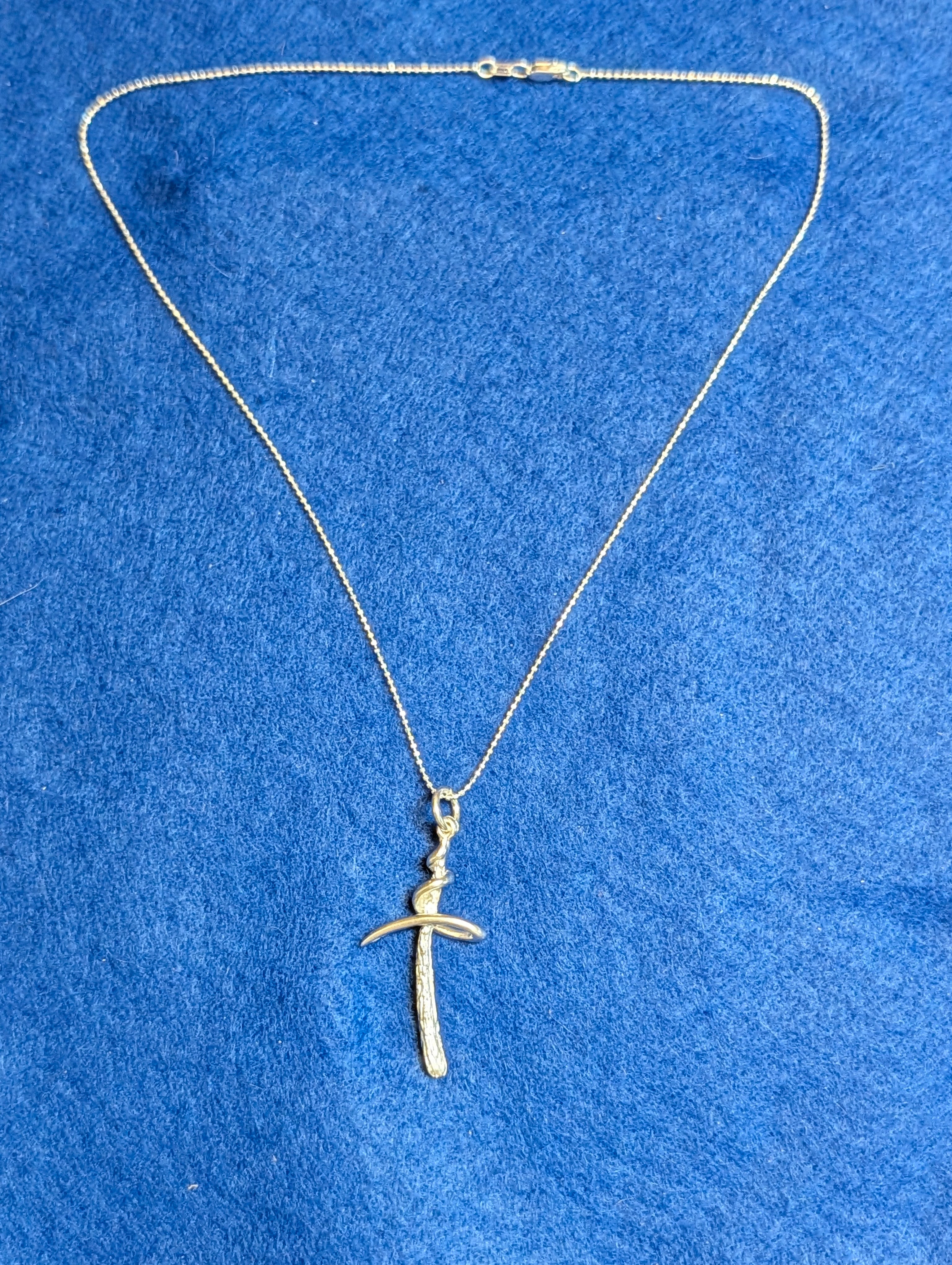 Sterling Silver Textured Cross Necklace With Swirl