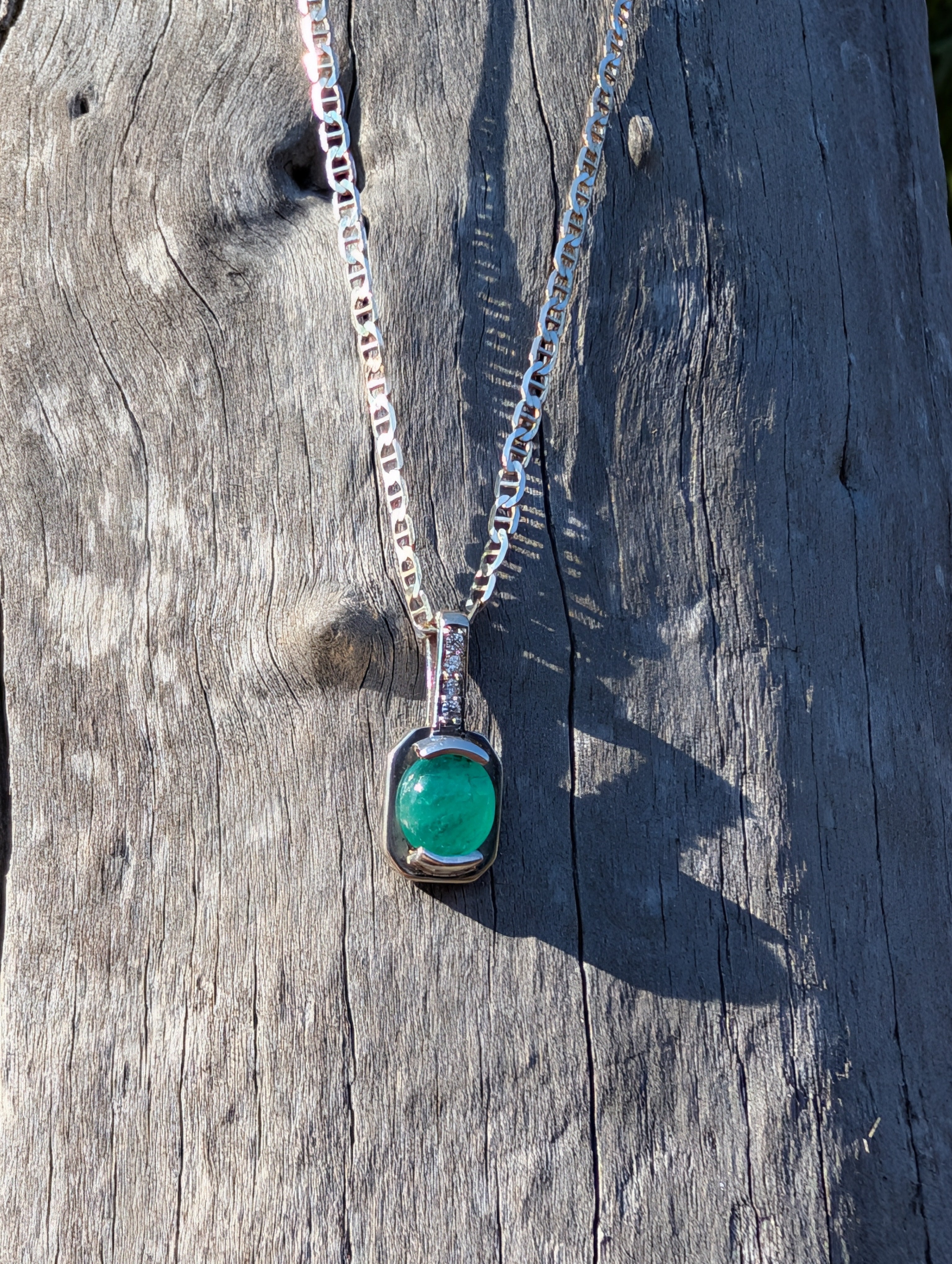 Emerald Necklace Set in Sterling Silver 1ct set 5A