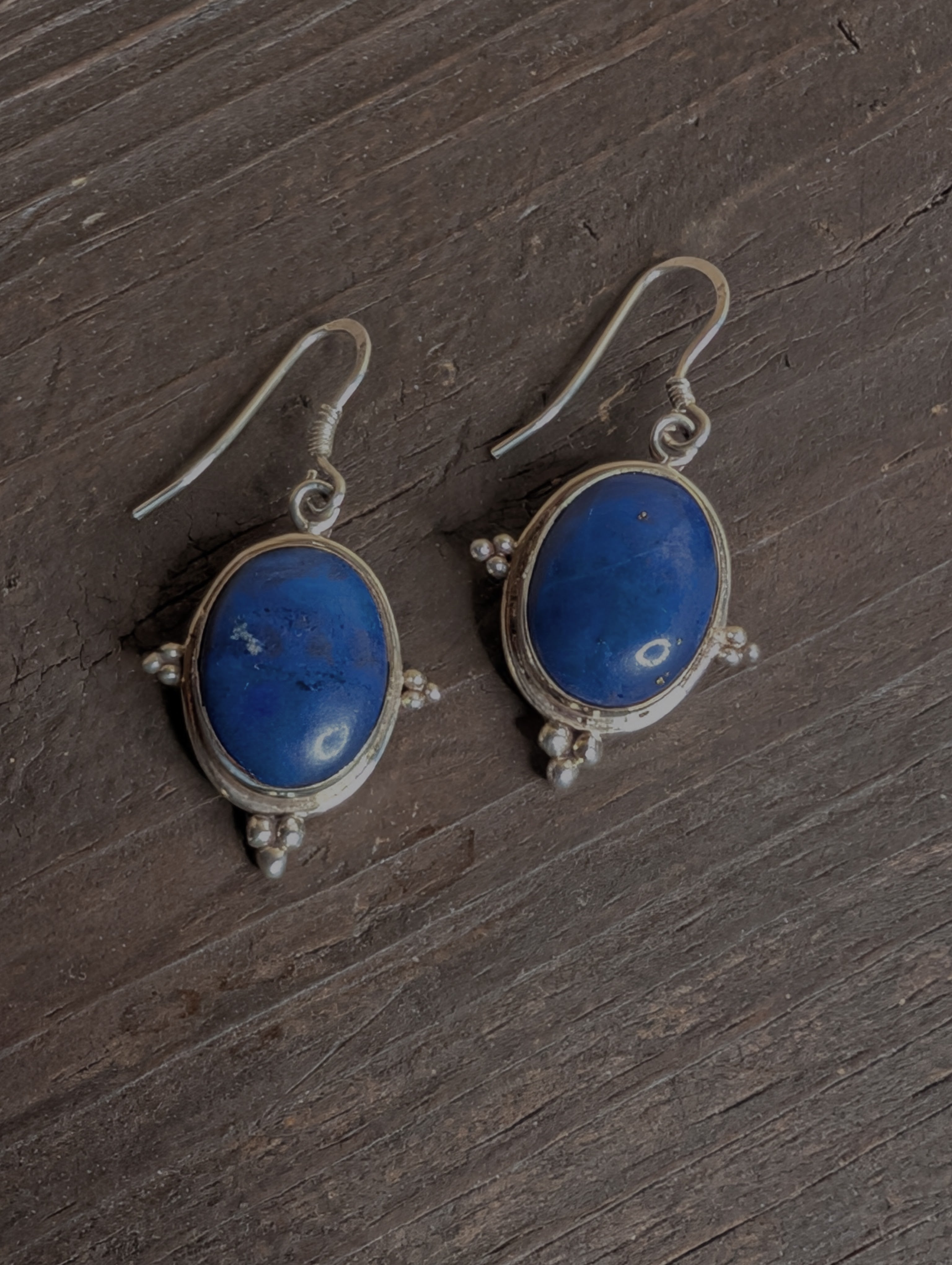 Sterling Silver Deep Blue Lapis Dangle Earrings
