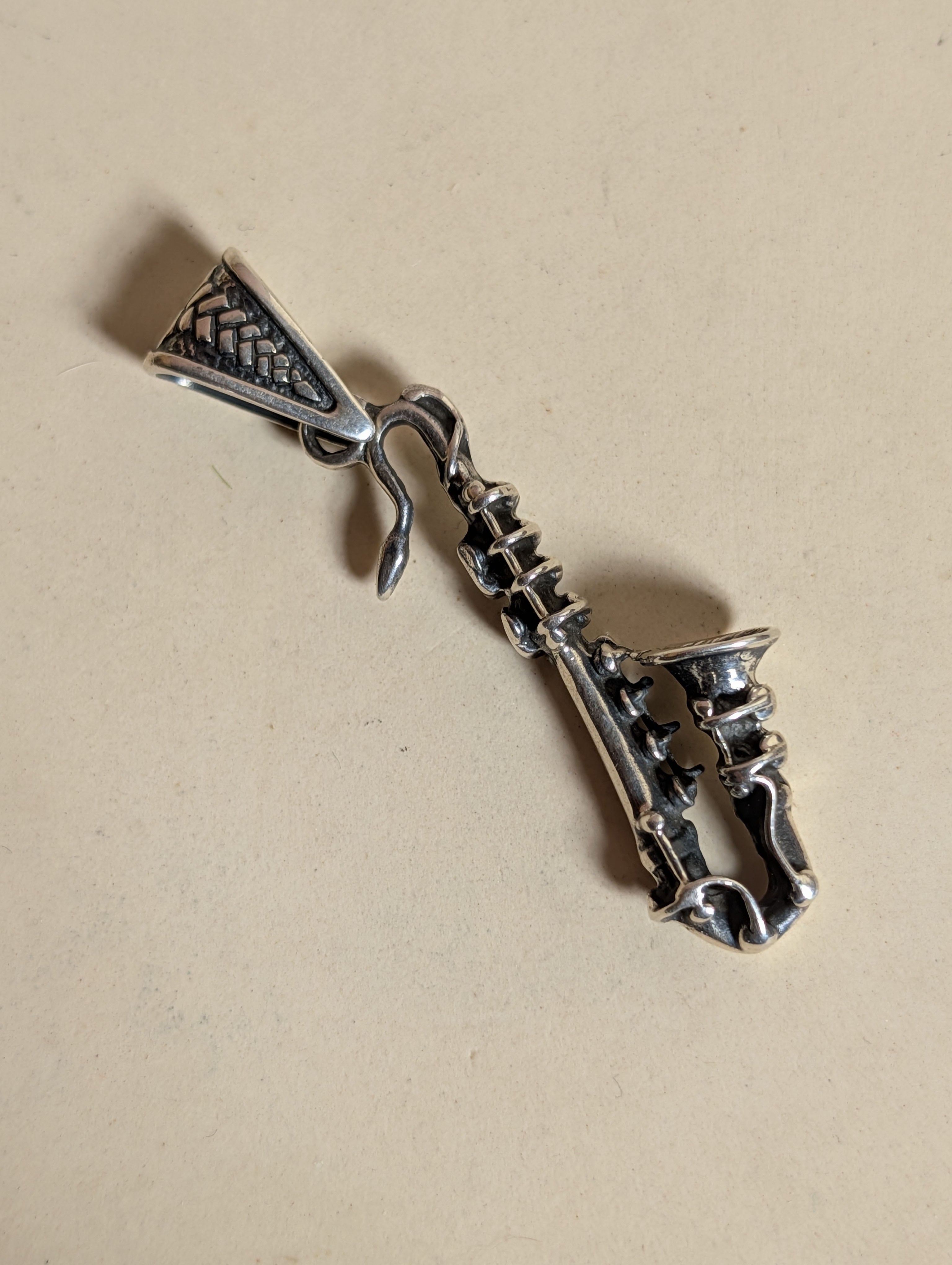 Sterling Silver Saxophone Musical Instrument Pendant