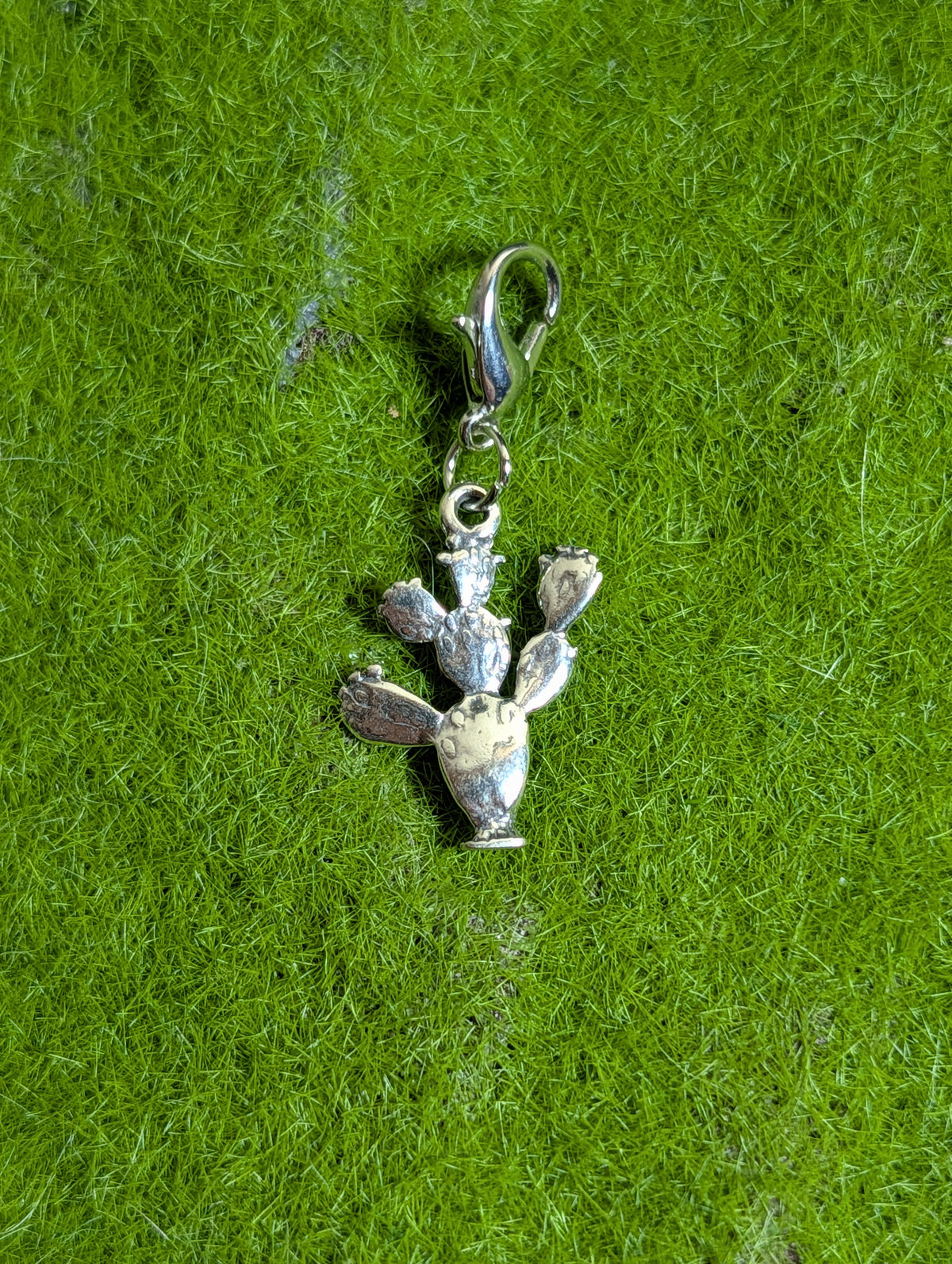 Handcrafted Small Prickly Pear Cactus Charm Sterling Silver Western Style