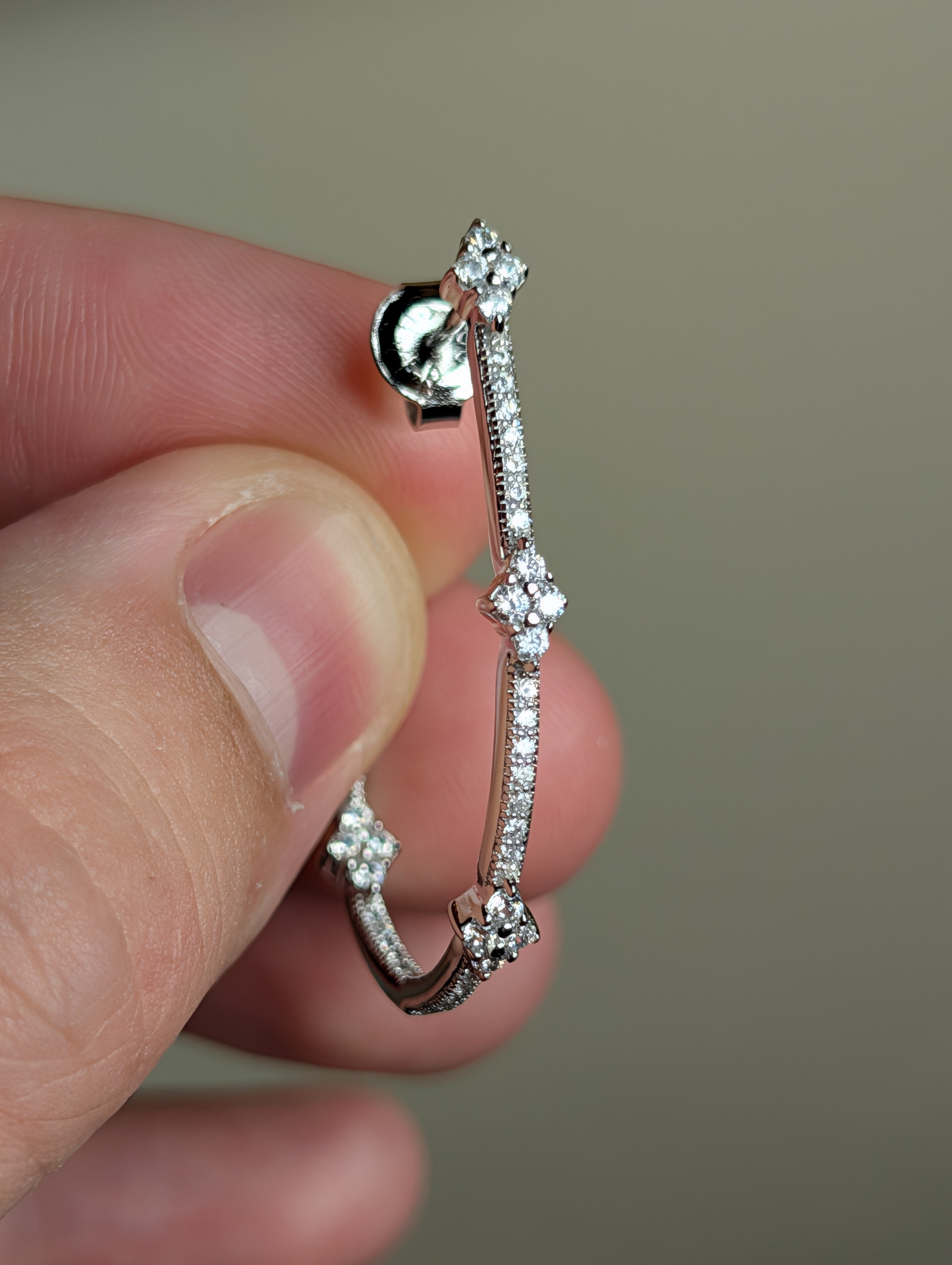 Half-Hoop CZ Sterling Silver Earrings