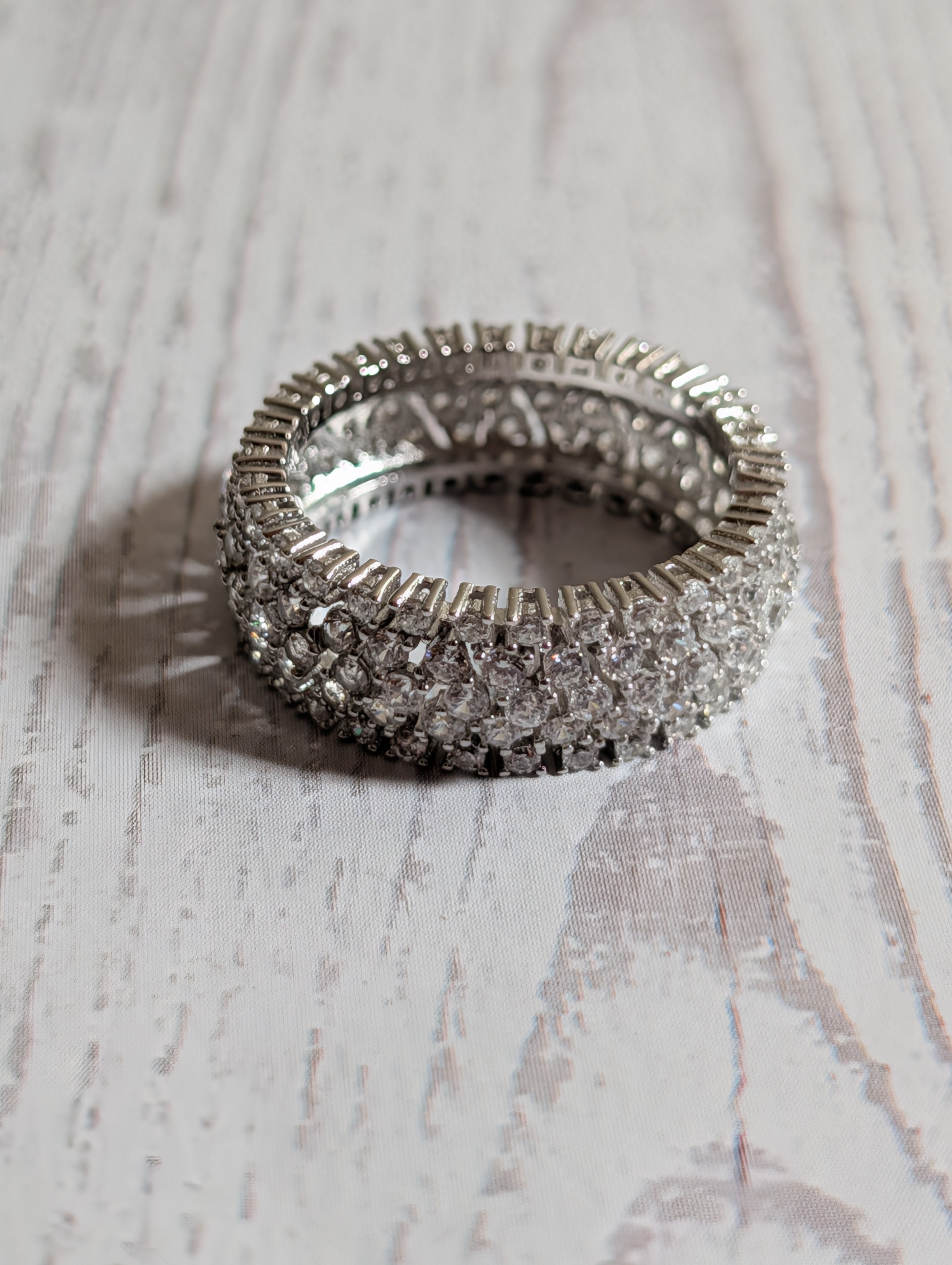 Sterling Silver CZ Fully Paved Inlay Stacking Ring